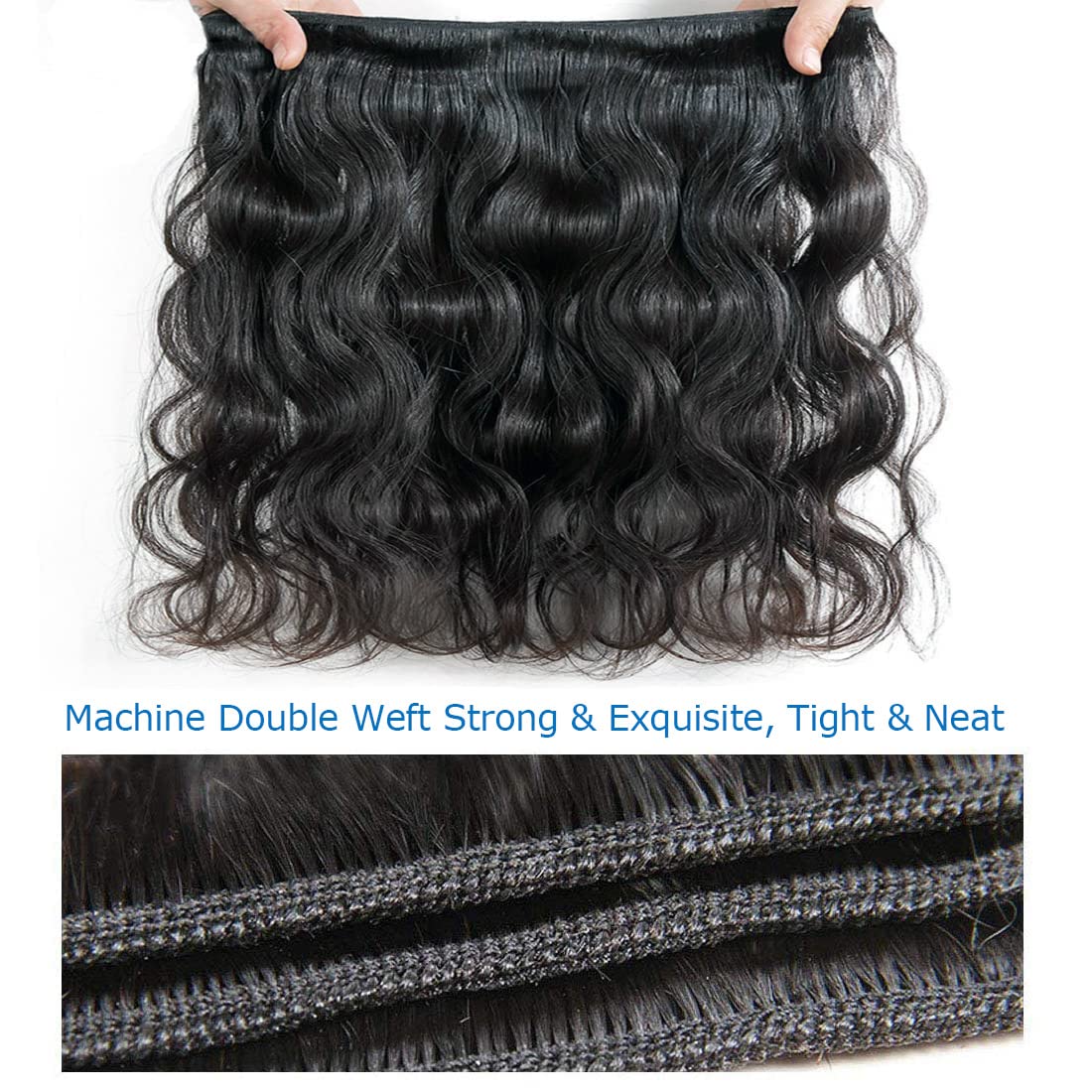 Body Wave Bundles with Closure Human Hair 3 Bundles with Closure(14 16 18+12) Brazilian Body Wave 100% Unprocessed Virgin Human Hair Bundles with 4x4 Lace Closure Free Part Natural Color Body Wave