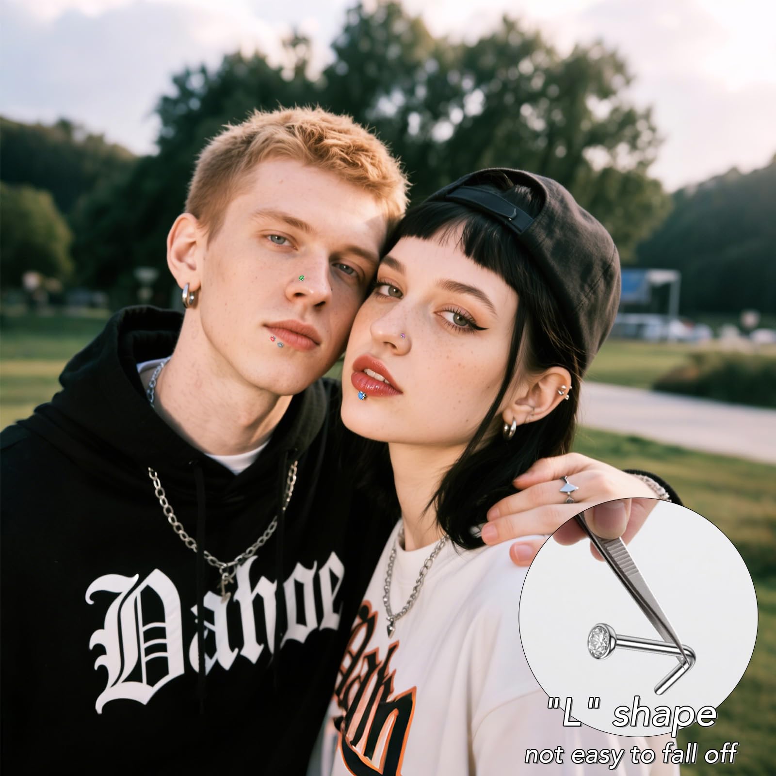 SMUOBT 120PCs 22G L Shaped Stainless Steel Nose Studs Rings Piercing Pin Body Jewelry 1.5mm 2mm 2.5mm a Set White and Colour