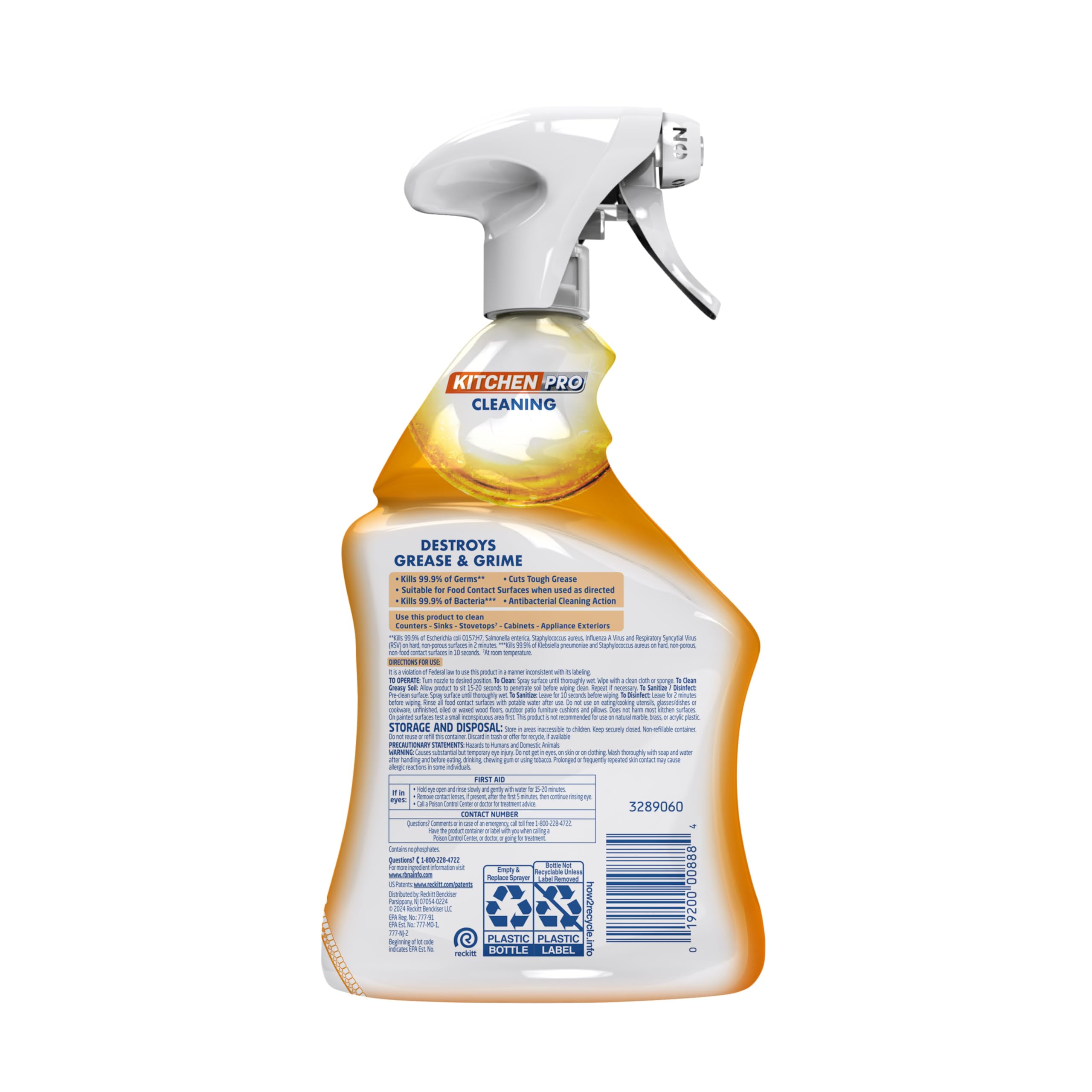 Lysol Pro Kitchen Spray Cleaner and Degreaser, Antibacterial All Purpose Cleaning Spray for Kitchens, Countertops, Ovens, and Appliances, Citrus Scent, 22oz