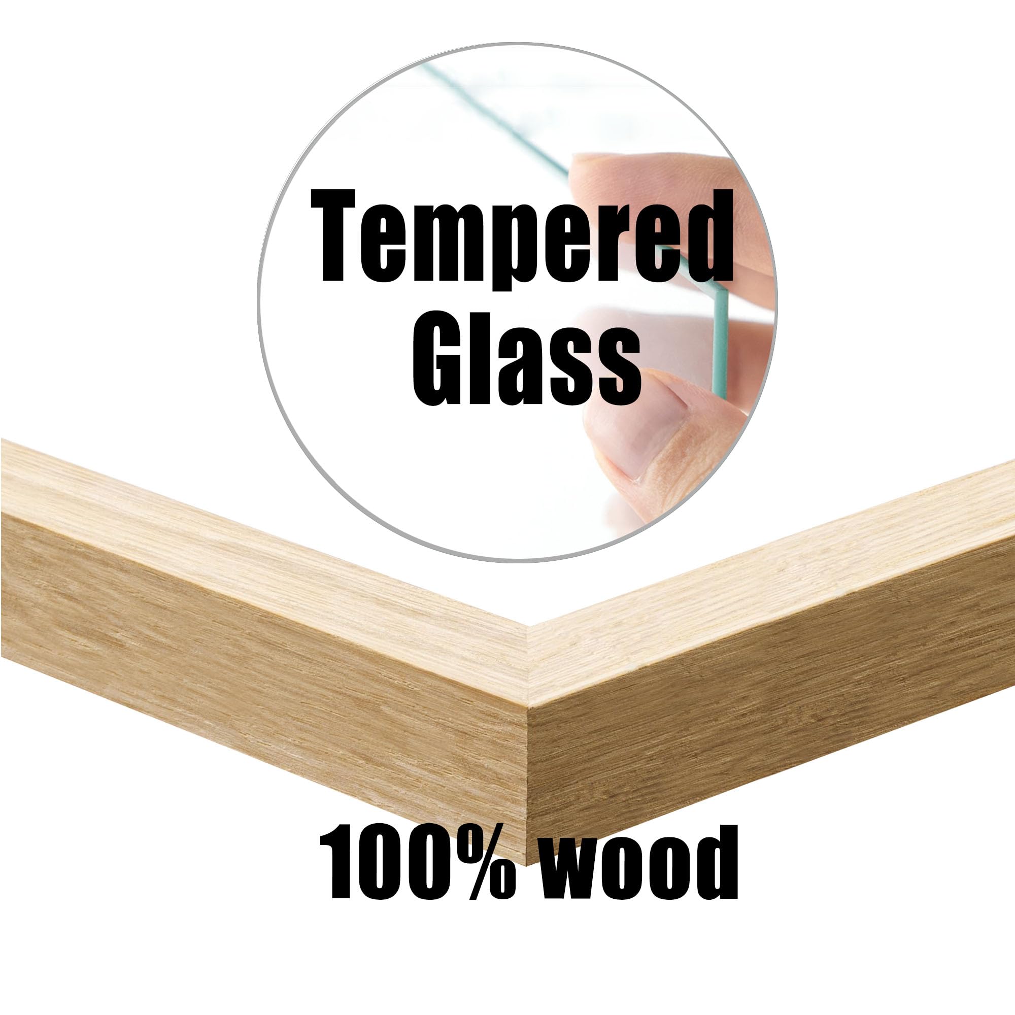 TKYGU11x14 Picture Frame mat to 8x10 set of 2Natural, Minimalist 11x14 Poster Frame, HD tempered glass 11"x14"Wood Frame, MDF Wood Picture Frames for Wall Art Photo and Prints for Home Decor