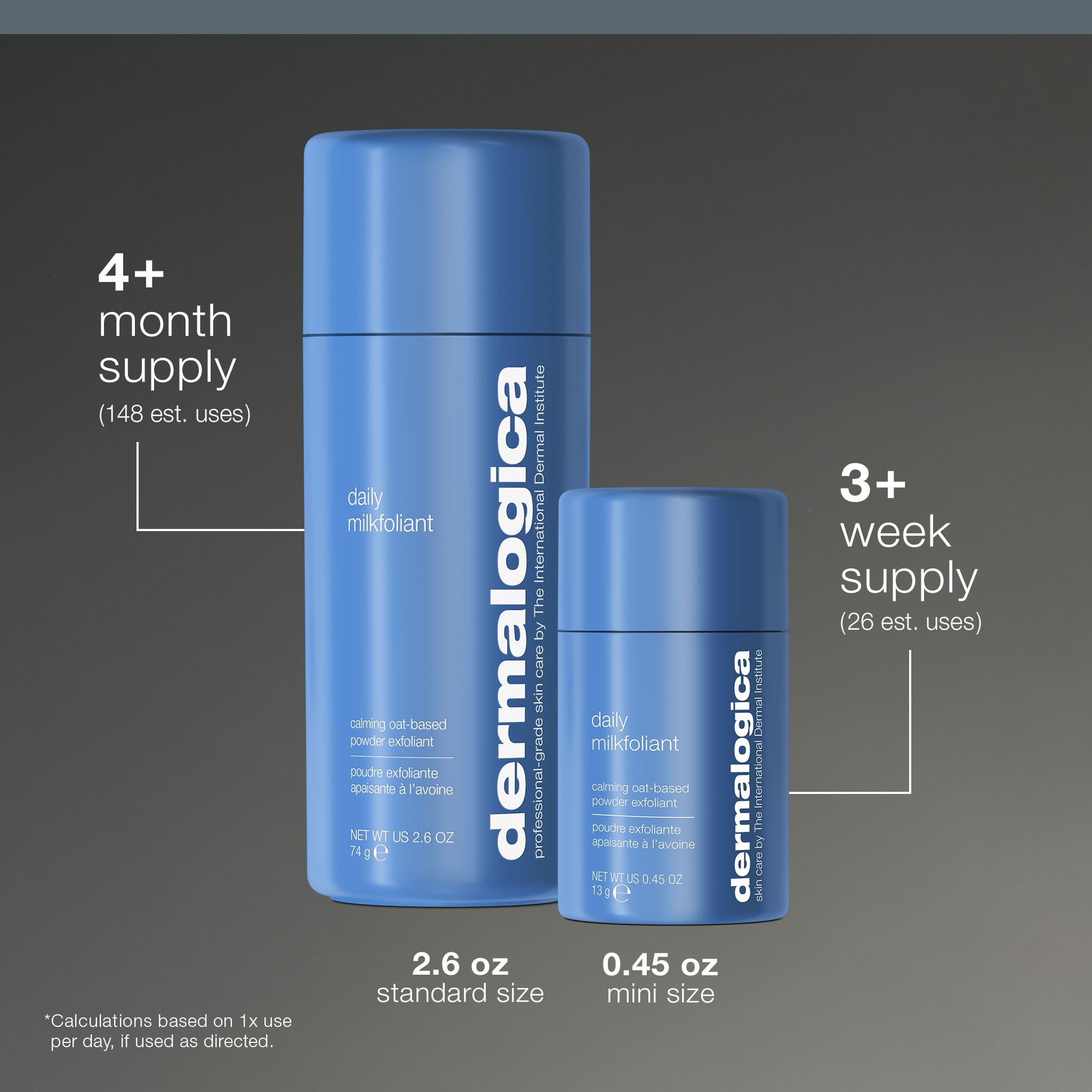 Dermalogica Daily Milkfoliant, Face Exfoliator, Powder Scrub Exfoliant with AHA and BHA - Calming, Polishing and Hydrating Skin, Oat-Based, Vegan Product, Travel Size, 0.45 fl oz