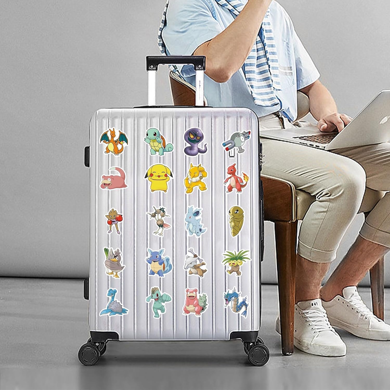 100 Cartoon Pokémon Stickers Waterproof & Durable Cute Decals for Perfect for Laptops, Phones, Skateboards, Luggage,Assorted Funny for Gifts, Party Favors.