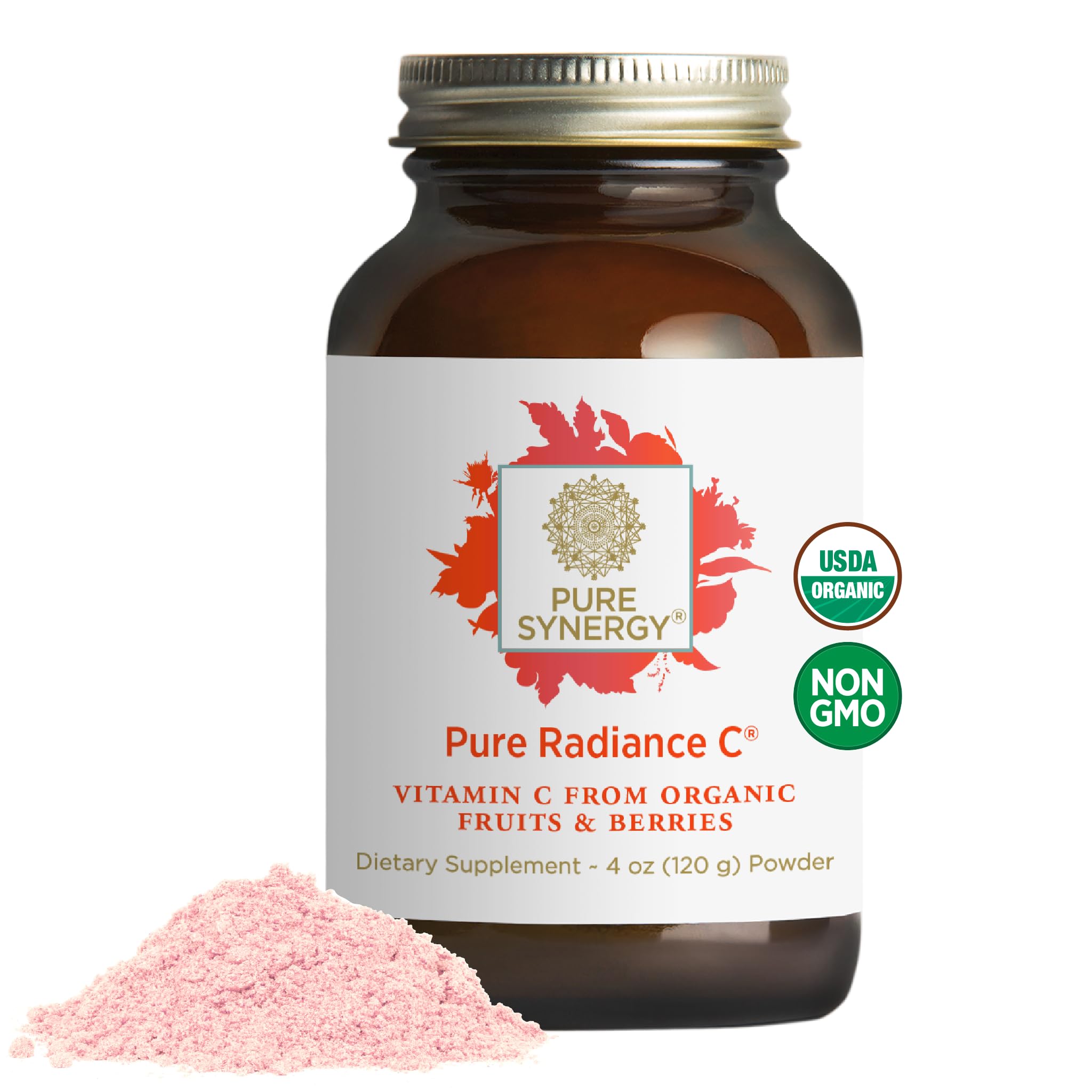 Pure Synergy Pure Radiance C | Organic Vitamin C Powder | 100% Natural, Whole Food, Non-GMO Supplement with Camu Camu Extract | for Immune and Collagen Support (4 oz Powder)