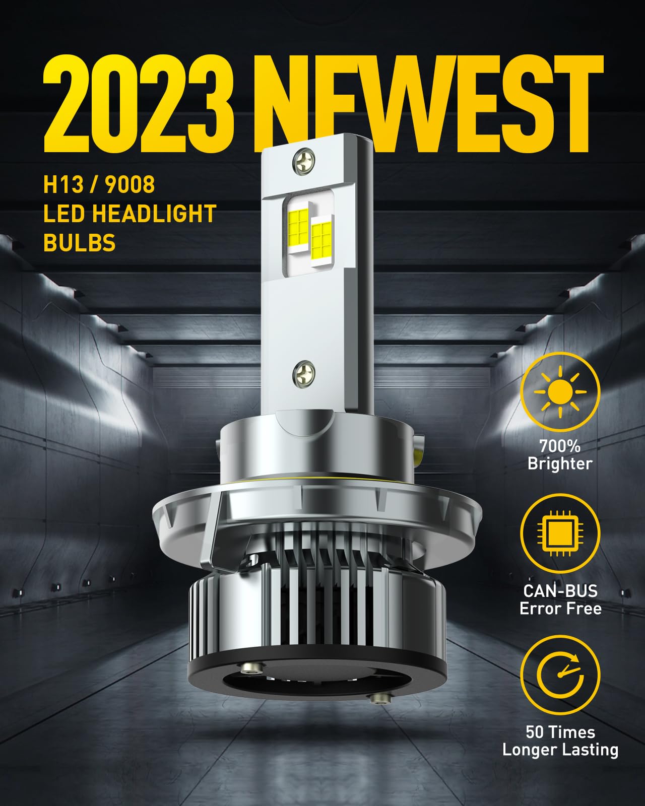 AUXITO H13/9008 LED Bulbs, 900% Brighter 120W 30000LM Per Set, 6500K Cool White H13 LED Bulbs, Plug-N-Play Halogen Replace H13 Bulbs, Canbus Ready, Pack of 2