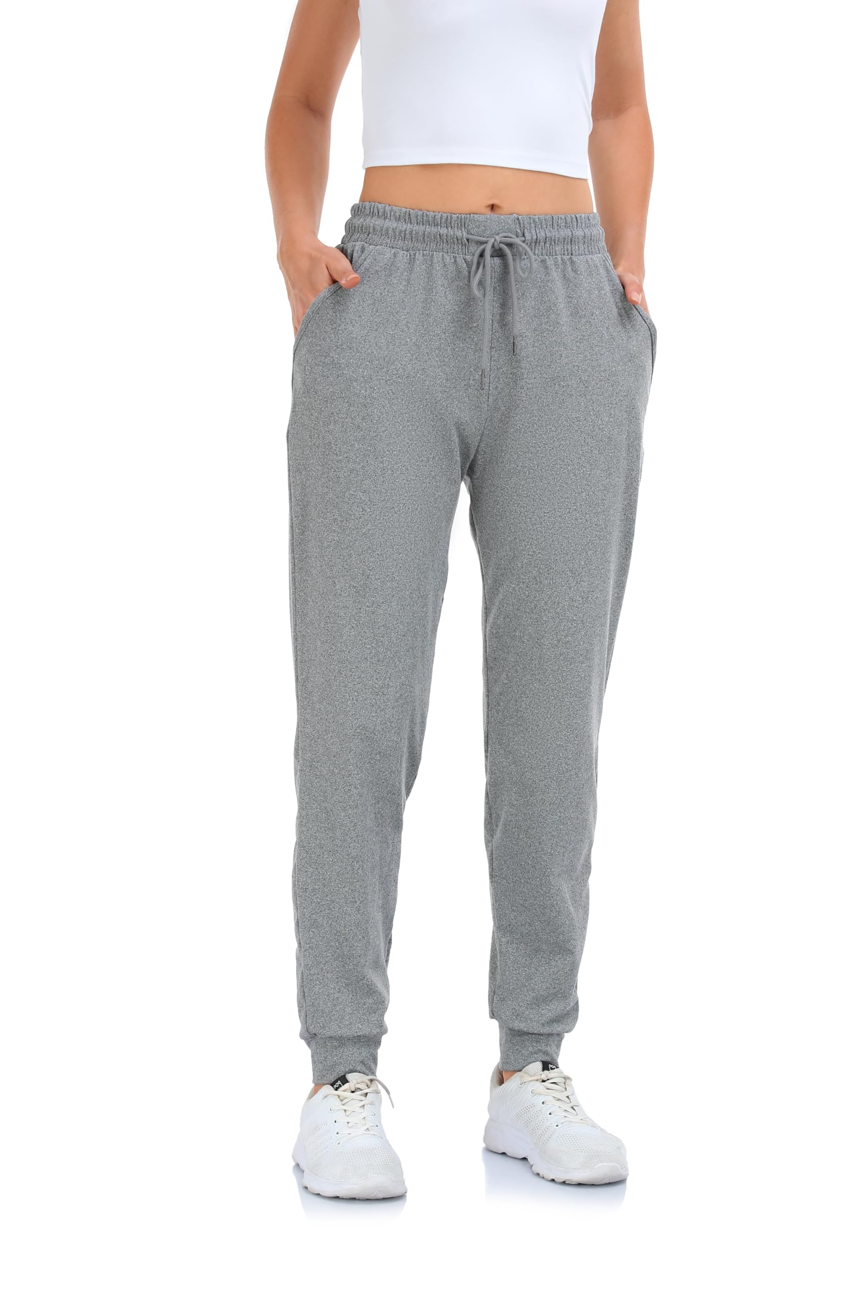 Mgput 4 Pack Women's Joggers Pants with Pockets-Women Lightweight Sweatpants for Running Yoga Athletic Casual Pants(TYP601-1XL/2XL-2B/GR/LGRY)