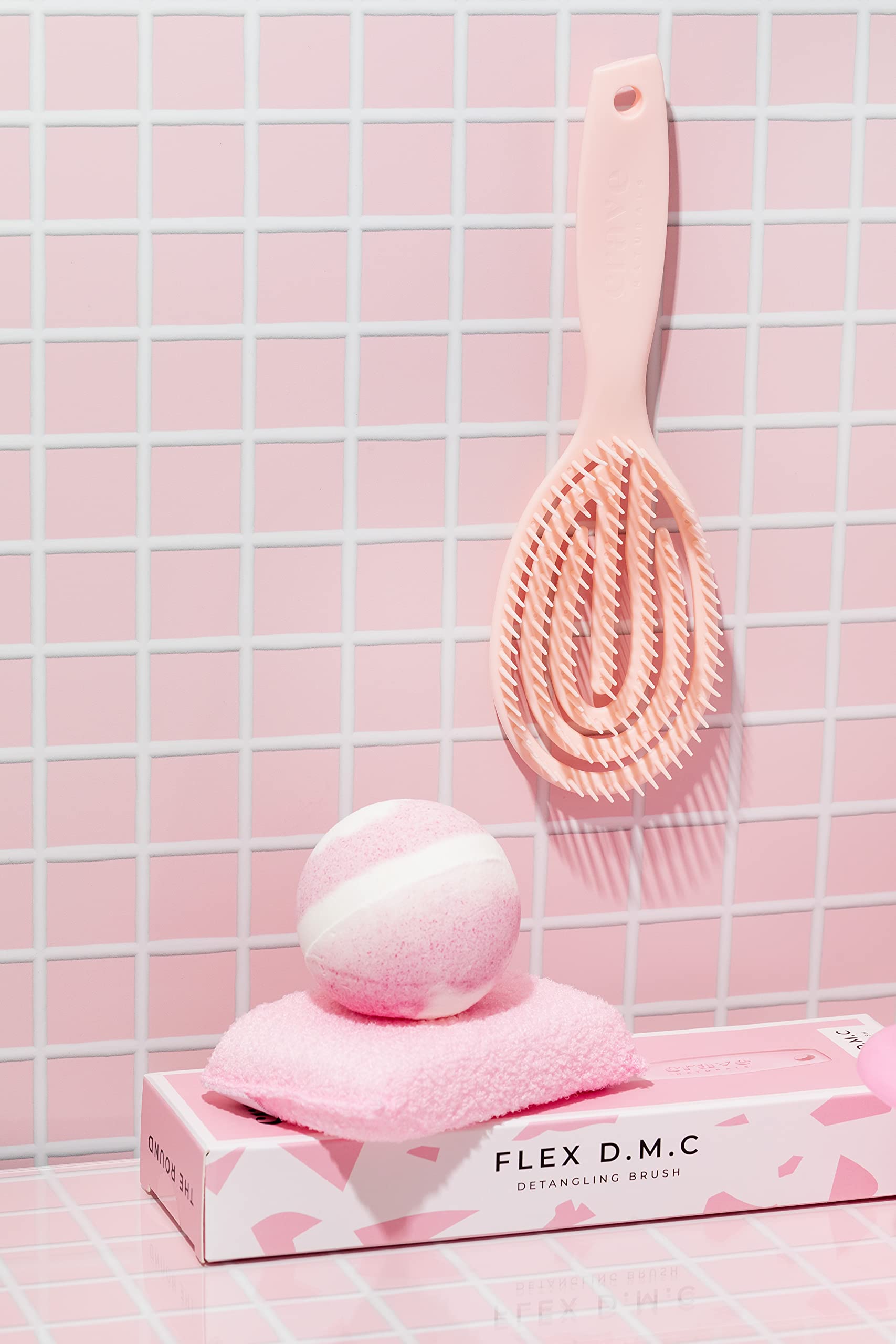 Crave Naturals FLEX DMC Detangling Brush for Natural Textured Hair - Flexible Hair Brush Detangler for Curly, Frizzy, Thick Hair - ROUND (Plastic)