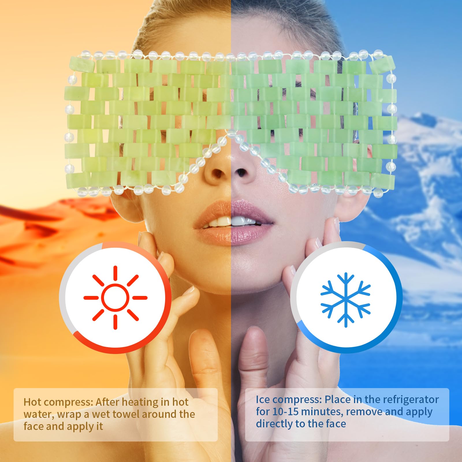 LazyGa Jade Eye Mask, Facial Cooling Mask with 100% Real Jade for Hot & Cold Therapy to Reduce Wrinkles, Puffiness, Migraines, and Anti-Aging