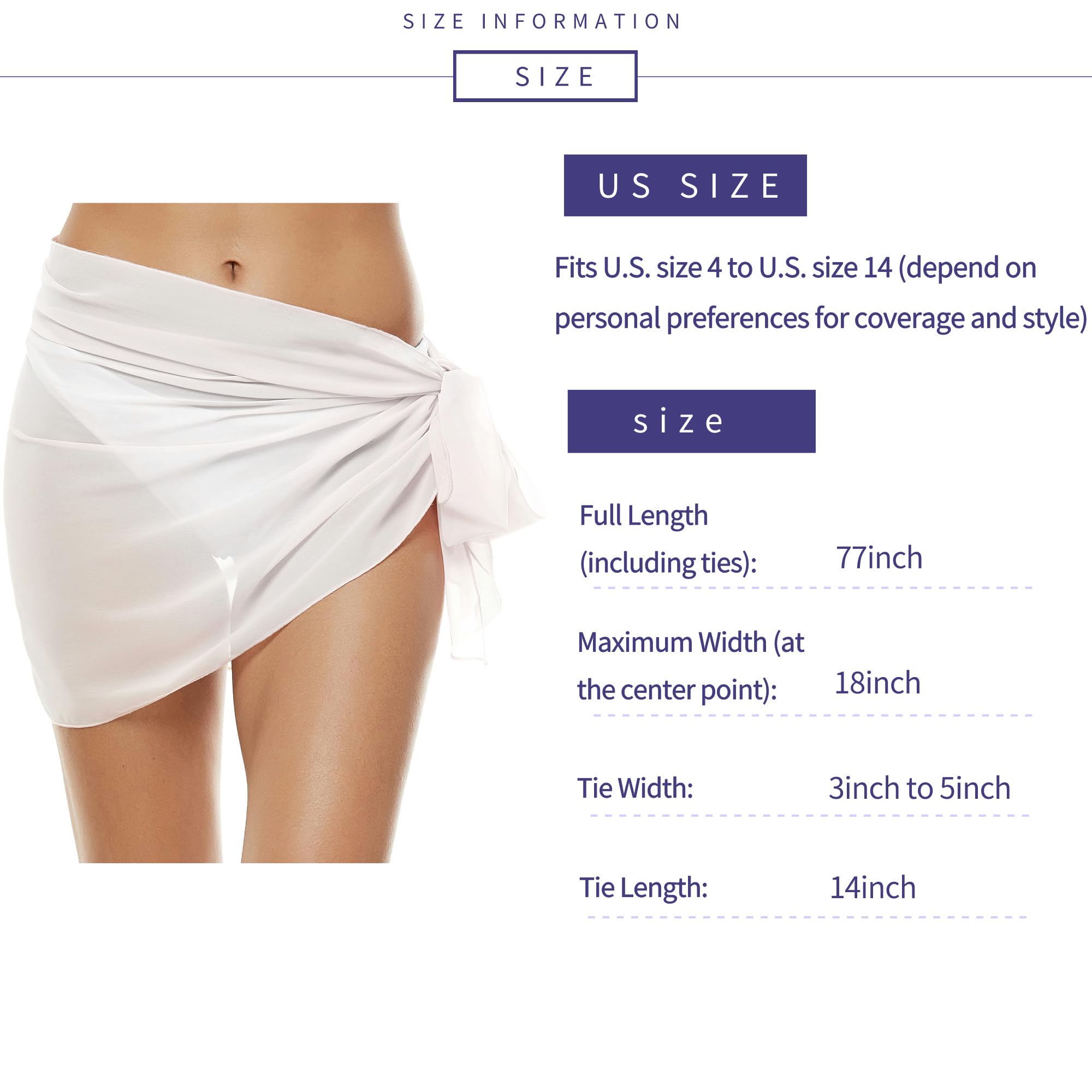 Women's Short Sarongs Beach Wrap Sheer Bikini Wraps Chiffon Cover Ups for Swimwear Women’s Bathing Suit Cover Up for Beach Pool Swimwear Crochet Dress White