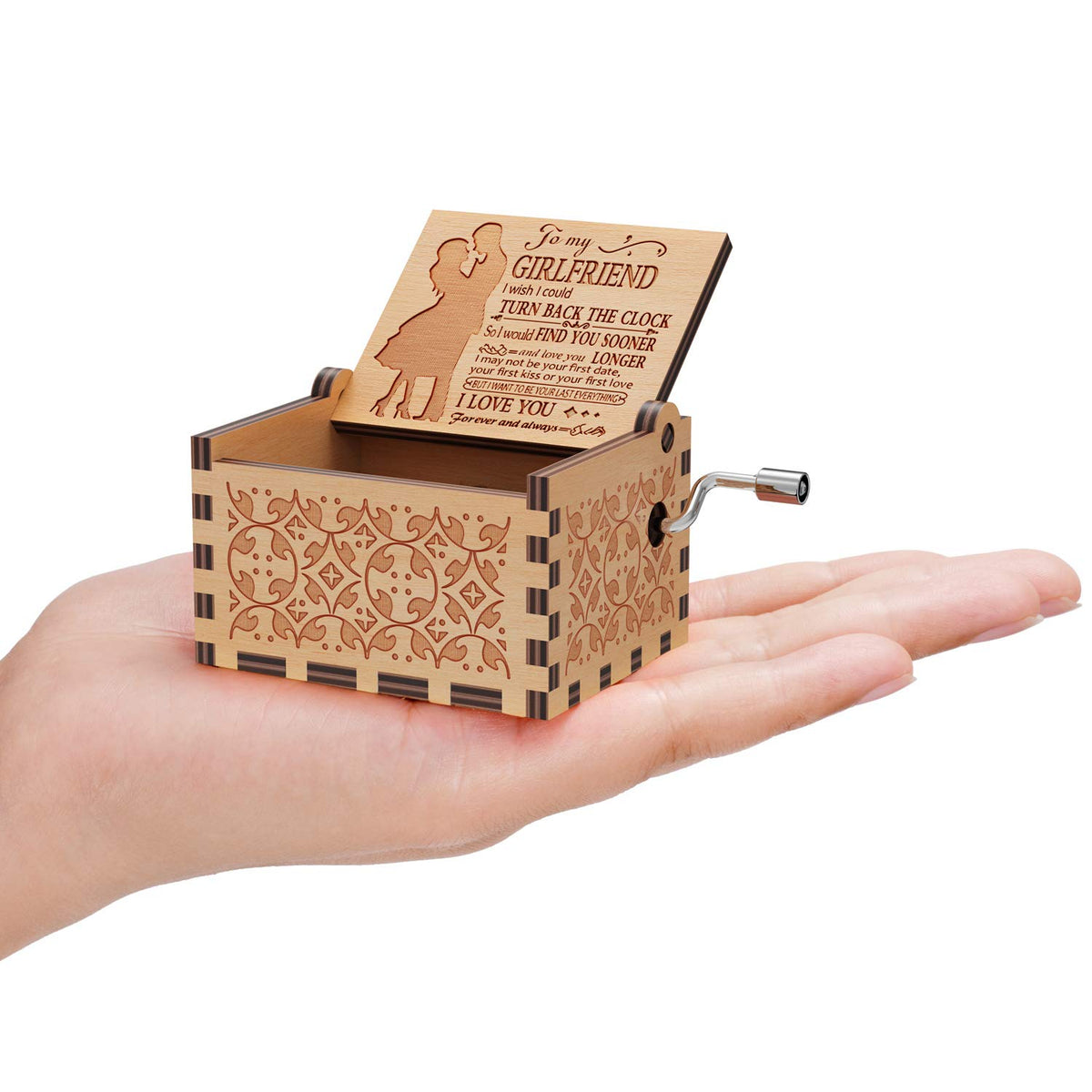 You are My Sunshine Wood Girlfriend Music Boxes,Laser Engraved Vintage Wooden Sunshine Musical Box Gifts for Birthday/Christmas/Valentine's Day-to Girlfriend