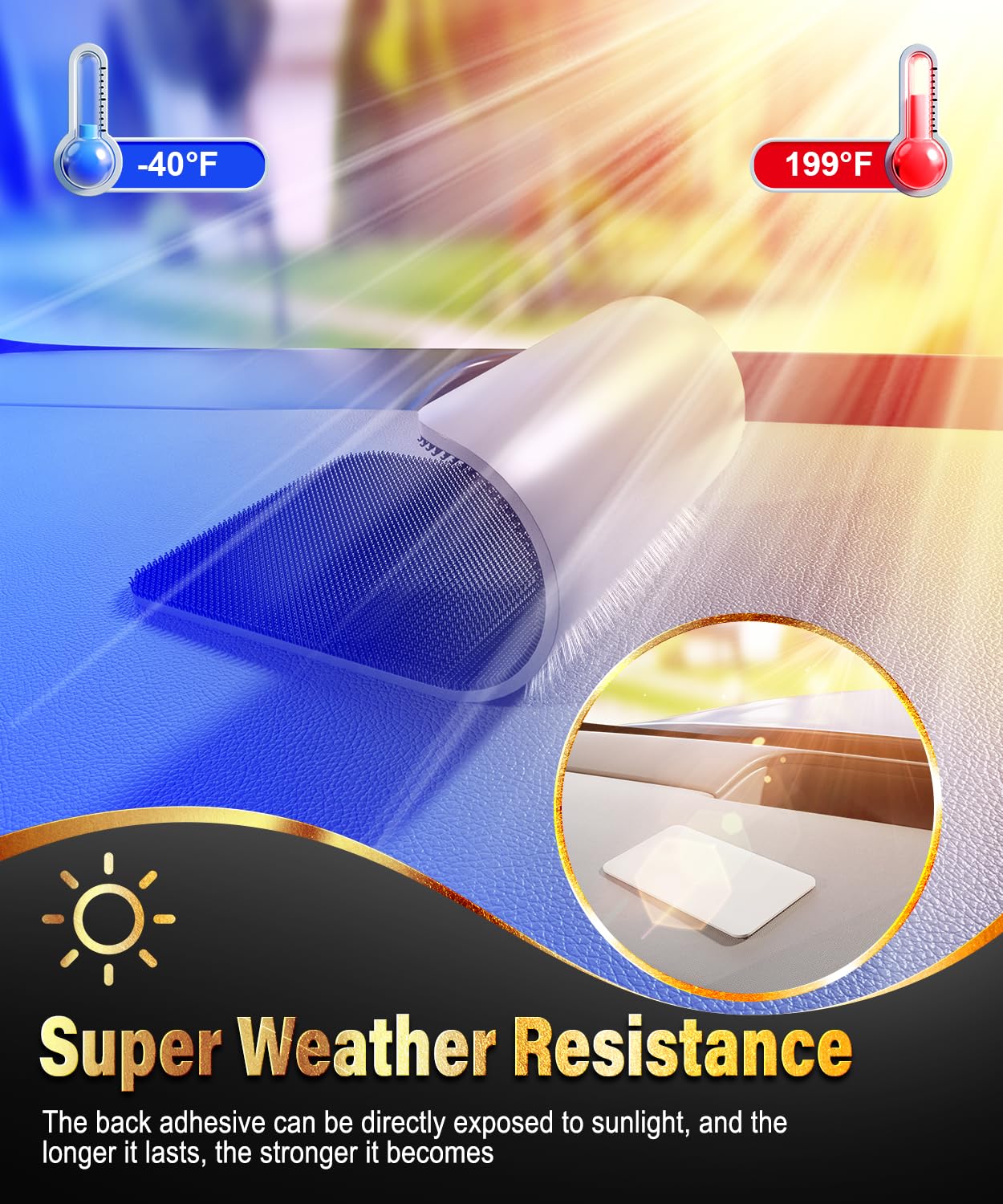 PHIXBEAR 12 Sets Hook and Loop Strips with Super Adhesive Heavy Duty, 3.6"x2"/3.15"x1.18"/ 2" Double-Sided Adhesive Strip, Heat Resistant Waterproof, Car Mats Outdoor or Indoor Use