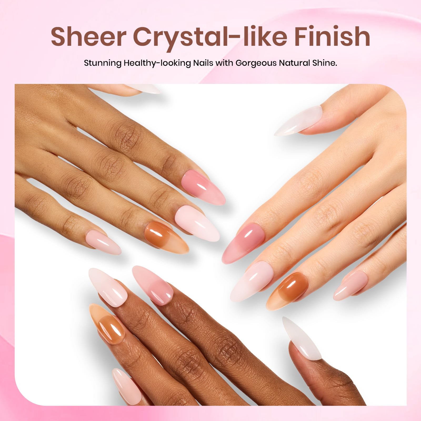 Beetles Gel Polish 6 Colors Jelly Winter Gel Nail Polish Set Gift, Milky White Sheer Pink Nude Brown Translucent Soak Off Uv Nail Gel Diy Art for Girls Women Ultimate Monochrome Collection