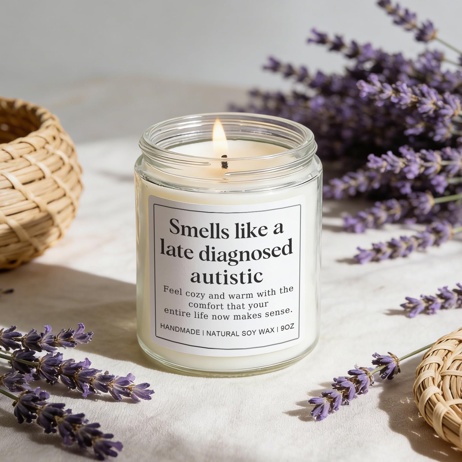 RIZOOCE Autism Sensory Products for Adults, Best Gifts for Autistic Teenagers, Special Needs Teenager Gift, Unique Autistic Adult Must Have - Lavender Scented Candle