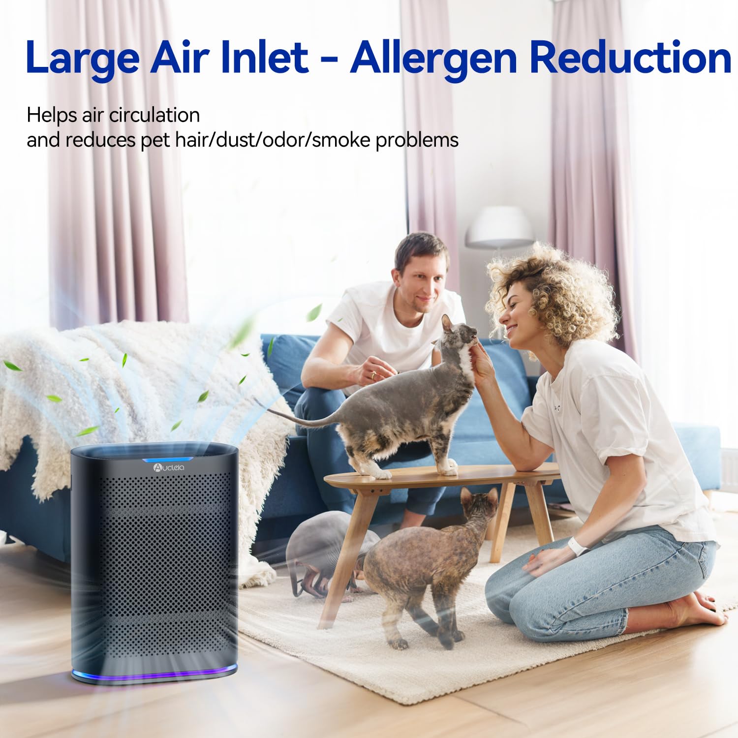 Air Purifiers for Home Large Room Cover 2,100 Ft²,Home Air Purifier with Air Quality Monitor & Aromatherapy,Auto H13 Air Purifier Removes Pets Hair Dust Smoke Odor,with 7 Colors Light(Black)