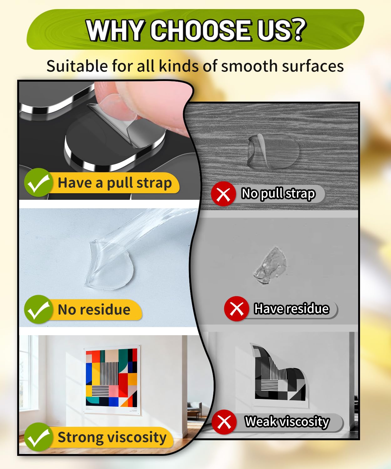 PHIXBEAR Upgraded Large Mounting Putty No Residue with Pull Tab, Double Sided Tape Adhesive Dots Clear Museum Sticky Tack, Picture Hanging Strips Fixed Decor Art Craft Party, 0.39 x 0.78 in (252 Pcs)