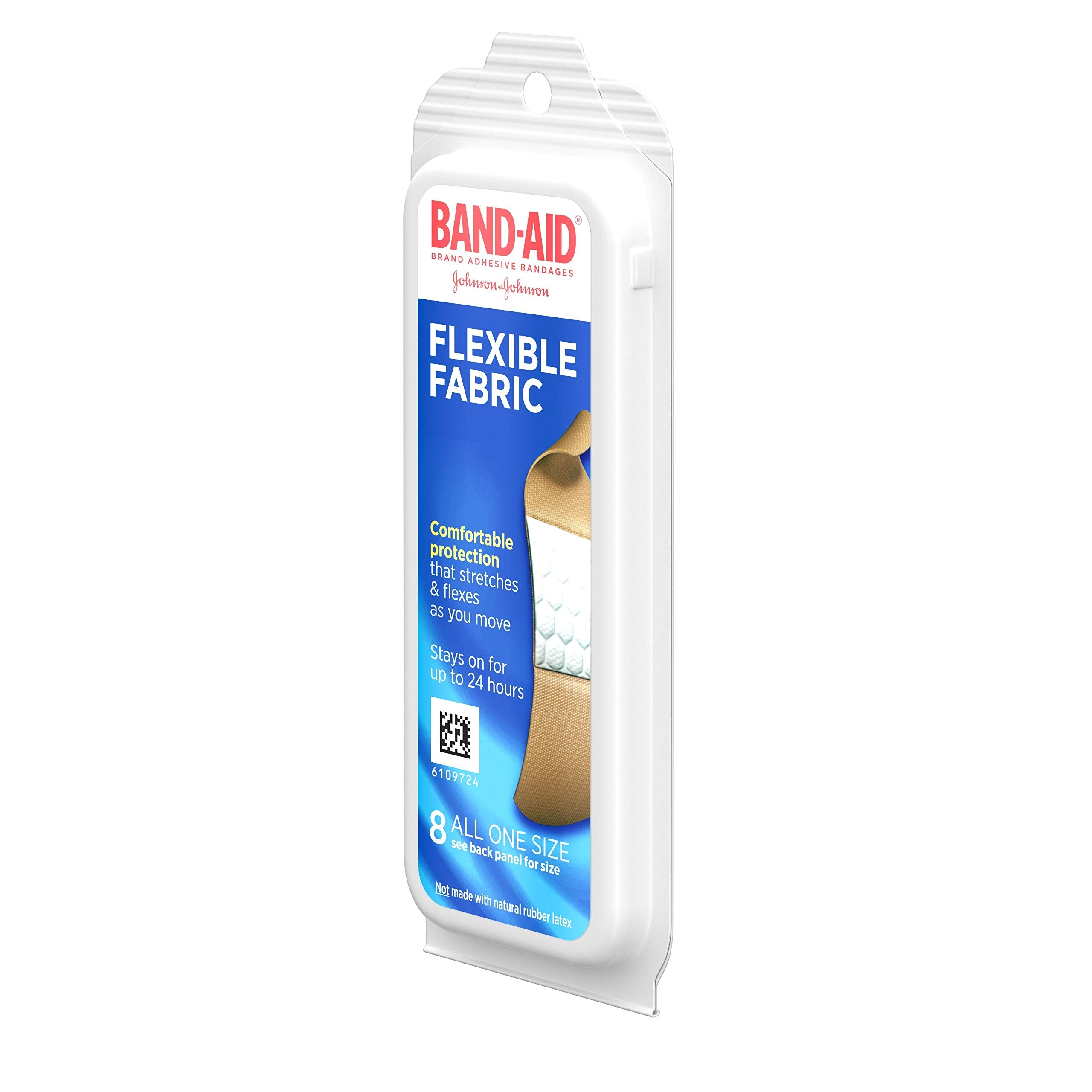 Band-Aid Brand Flexible Fabric Adhesive Bandages for Wound Care and First Aid, All One Size, 8 ct