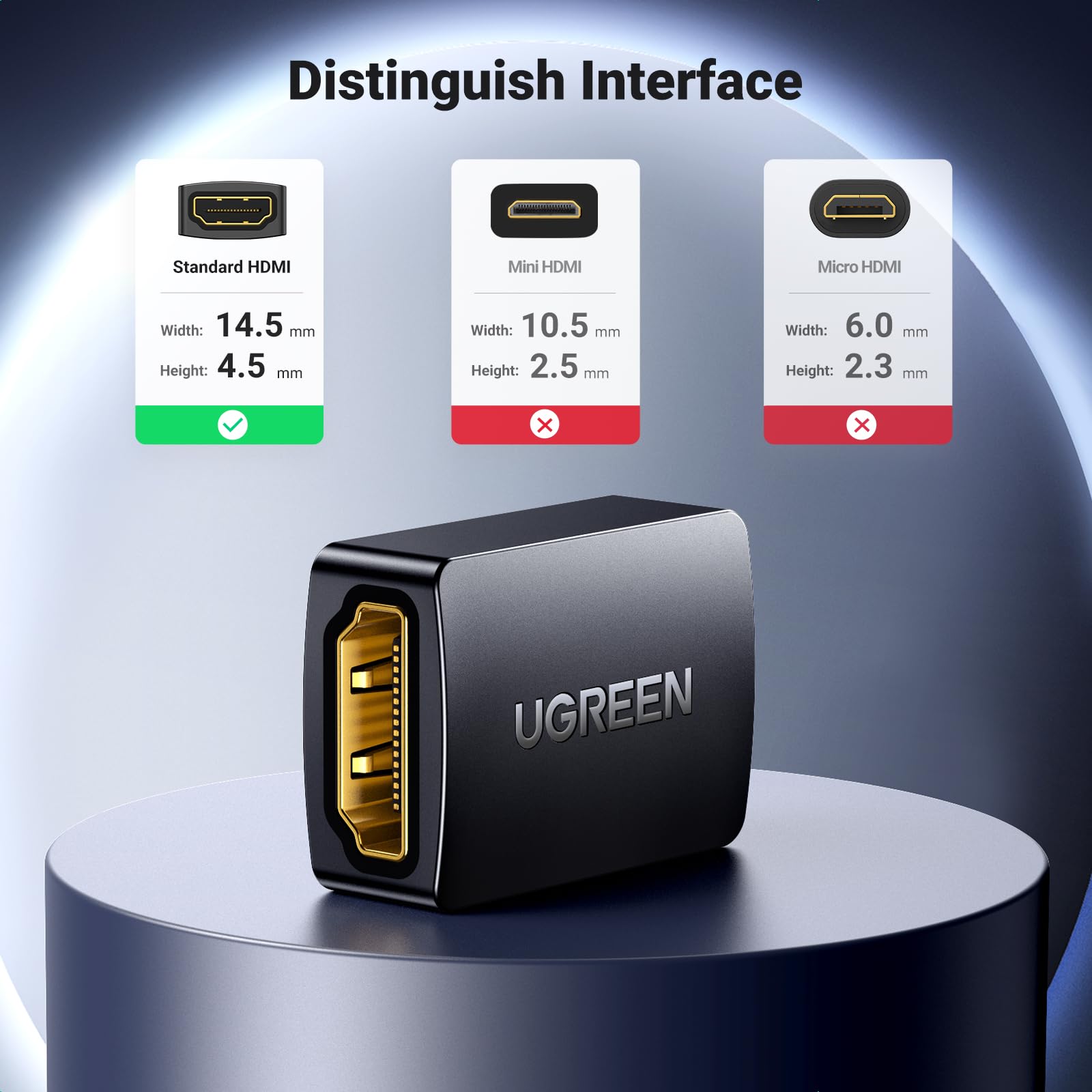 UGREEN HDMI Coupler 2 Pack, 4K@60Hz HDMI Female to Female Adapter HDMI 2.0 Extender for HDMI Cables 3D HDMI Connector Compatible with HDTV Roku TV Stick Chromecast Nintendo Switch Xbox PS5/4 Laptop PC