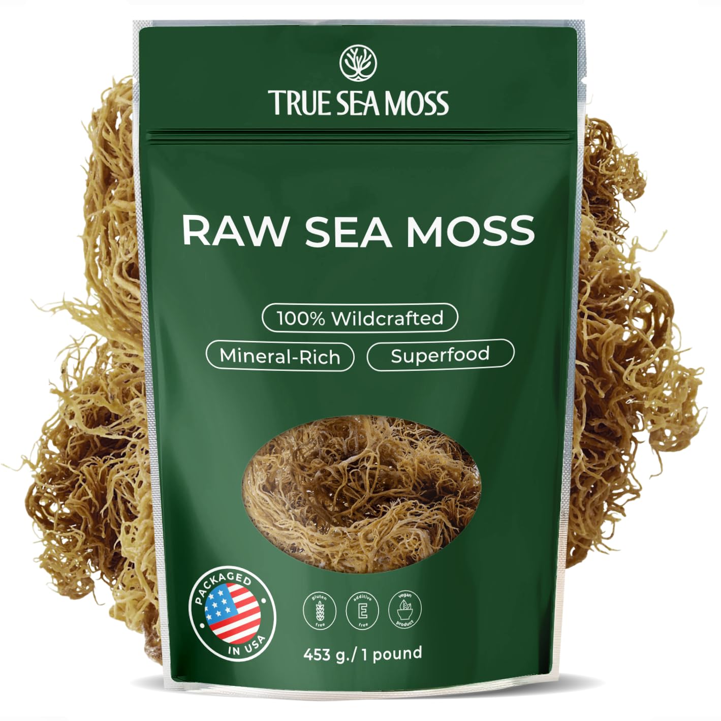 True Sea Moss Raw Irish Sea Moss – Wildcrafted Sundried Seamoss for Gel & Gut Health – Organic Seaweed Superfood – Vegan, Non-GMO, Gluten-Free – 16oz (1 lb) Makes Up to 200oz Gel