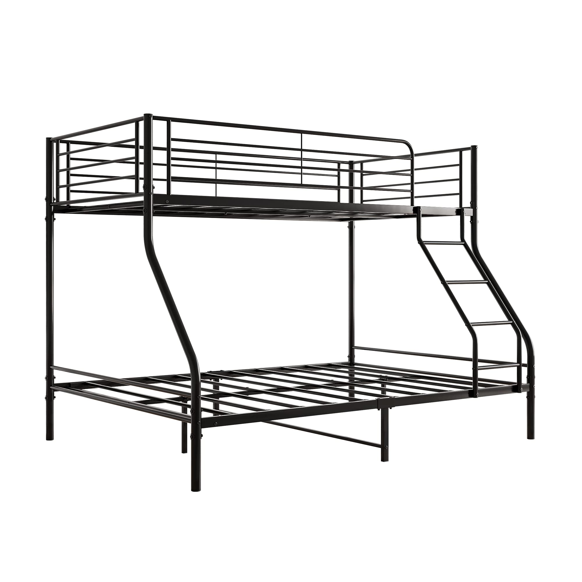 LostCat Twin Over Full Metal Bunk Bed,Heavy Duty Bunk Beds Frame w/Enhanced Upper-Level Guardrail and Ladders Suitable for Kids/Teen/Adults,No Box Spring Needed,Easy Assembly,Black