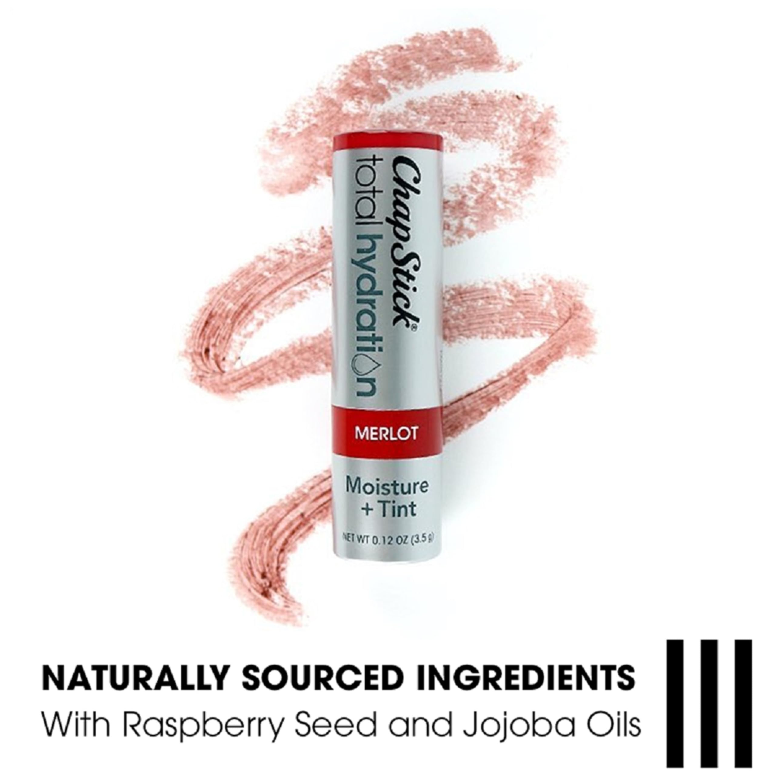 ChapStick Total Hydration Moisture + Tint Merlot Tinted Lip Balm Tube, Merlot Tinted ChapStick for Lip Care - .12 Oz