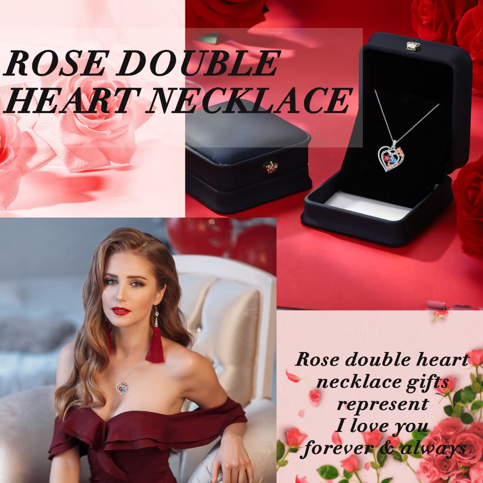 Iefil Necklaces for Women - Women Jewelry, Birthstone Necklace for Women, Garnet Necklace, Peridot Necklace, January Birthstone Necklace, August Birthstone Jewelry