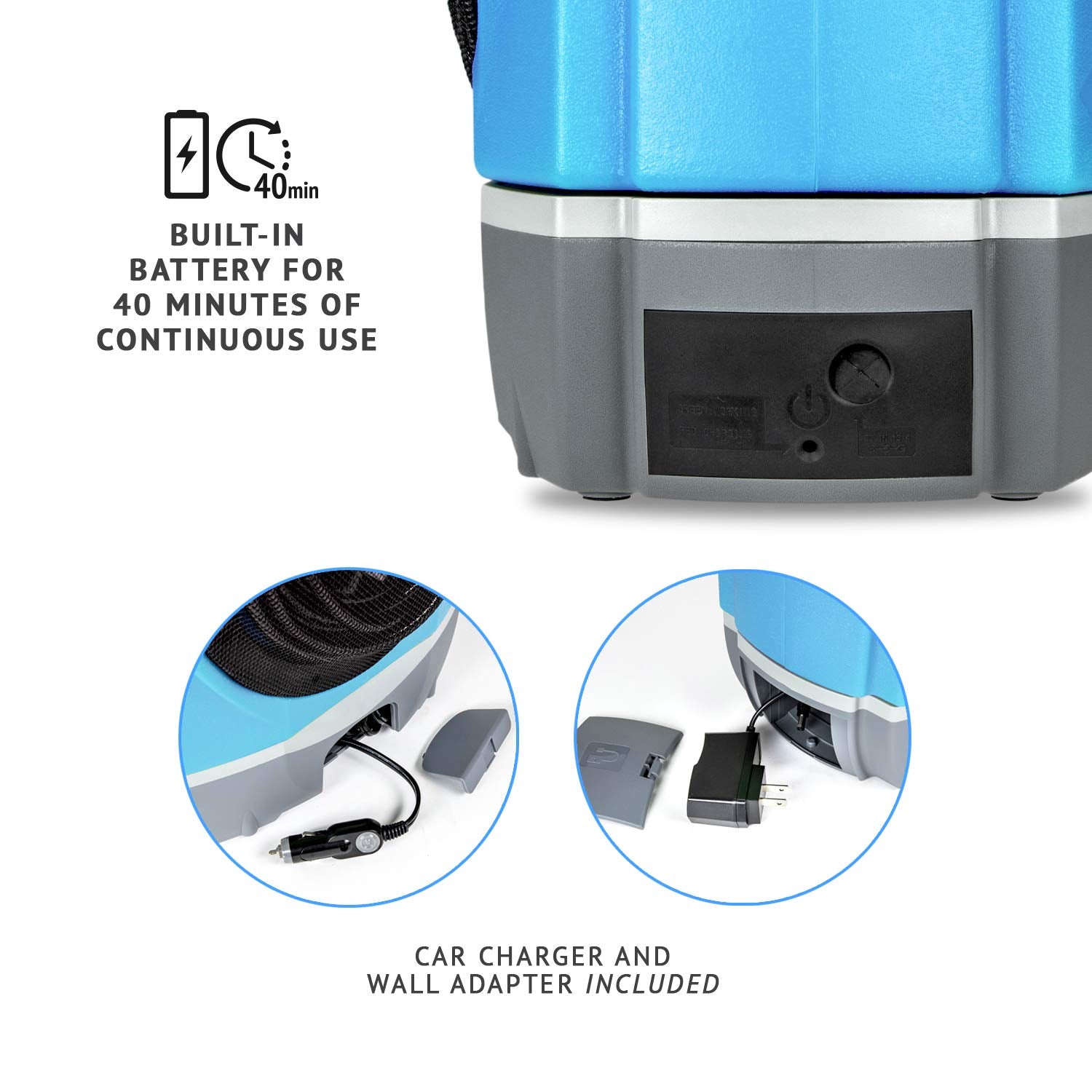 Ivation Multipurpose Portable Spray Washer w/Water Tank – Built in Rechargeable 2200 mAh Lithium Battery and 12v Car Plug - Metal Trigger Guns, Shower & Brush Heads and Flexible Hose