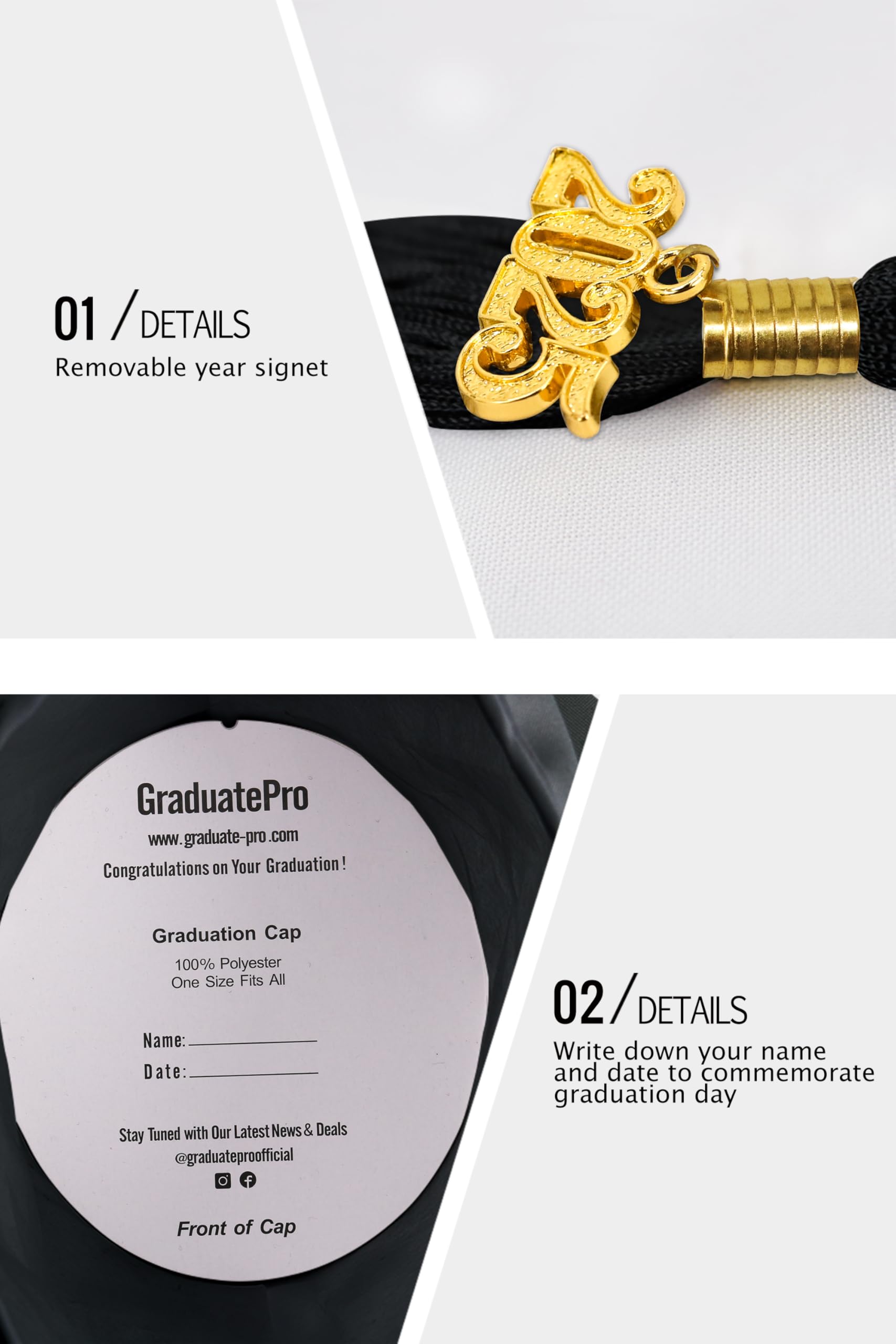 GraduatePro Matte Graduation Cap and Gown 2025 Set Bulk with Tassel for High School & College Black 51