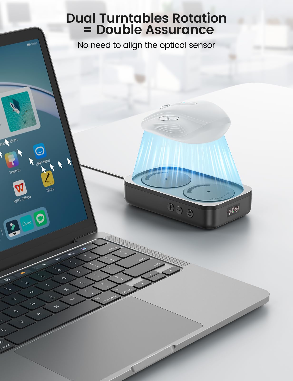 Meatanty Random Mouse Mover, 100% Undetectable Jiggler Moving Device, Mechanical Mouse Shaker with Adjustable Interval Timer, No Need to Align Mouse Sensor, Quiet Vibration Pad Keep Work Life Balance