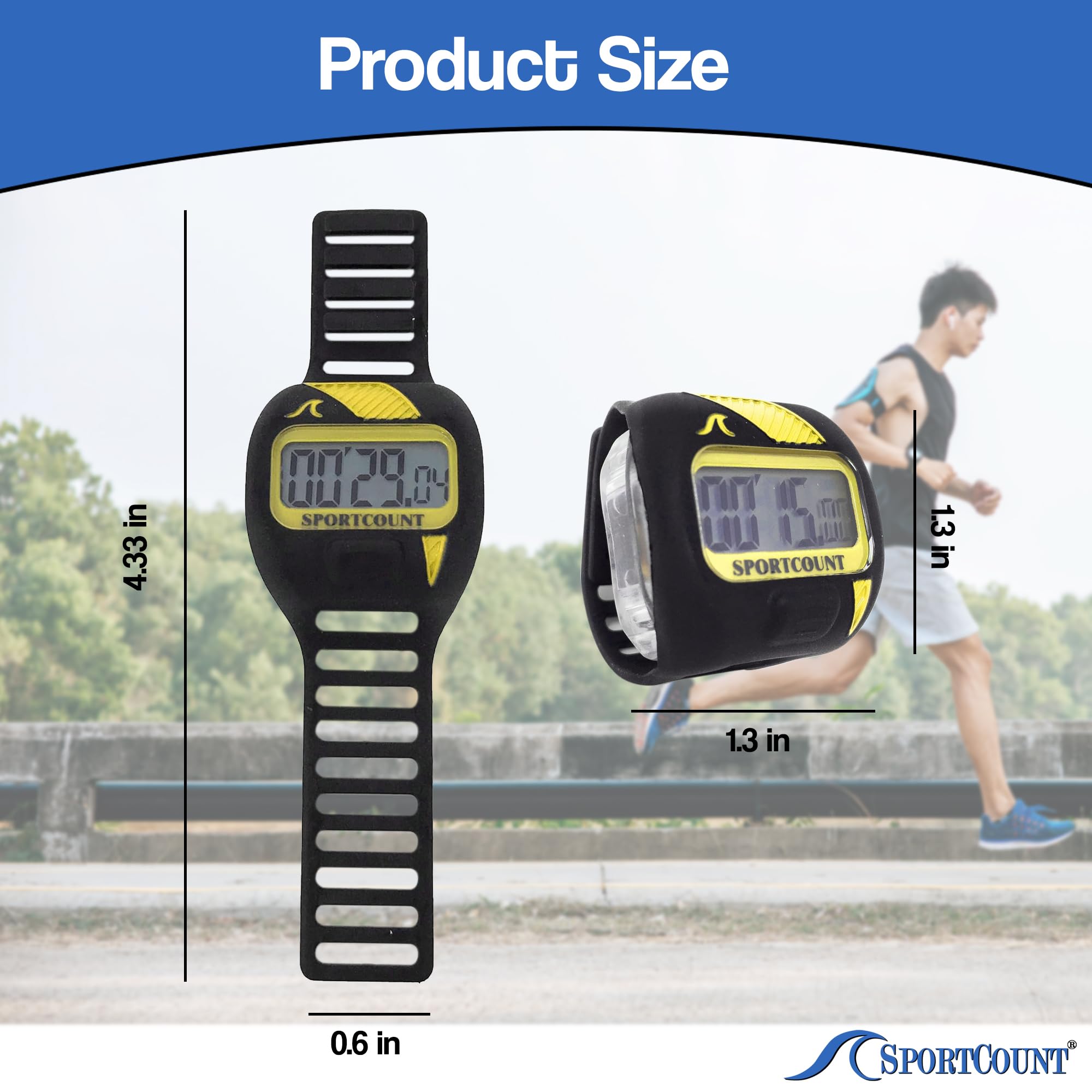 SC SportCount Finger Stopwatch Swim Timer - Waterproof Handheld Swimming Stopwatch for Running, Training, and Cycling