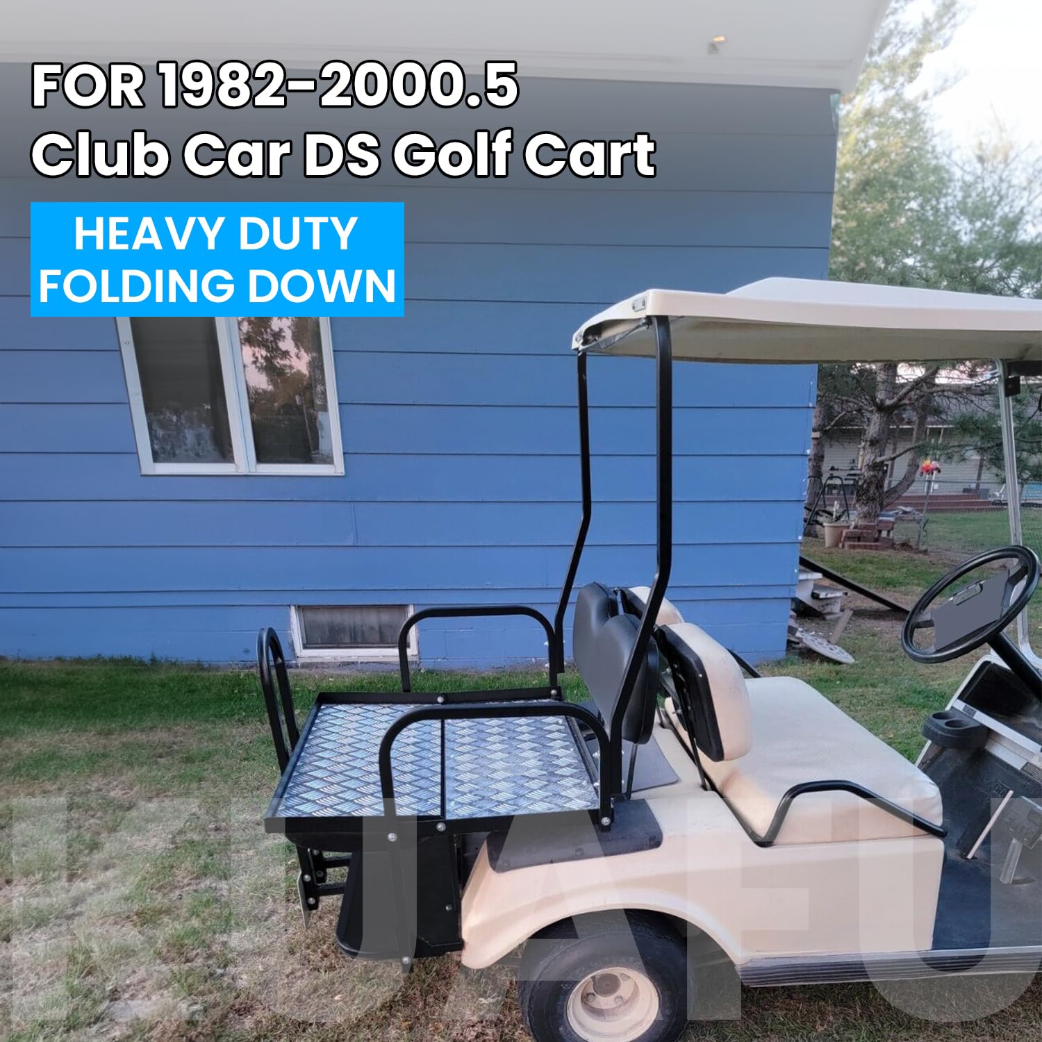 KUAFU Black Rear Flip Back Seat Compatible with 1982-2000.5 Club Car DS Model Golf Cart 1102 LBS Weight Capacity Heavy Duty Steel Frame Flip Folding Rear Back Seat Kit