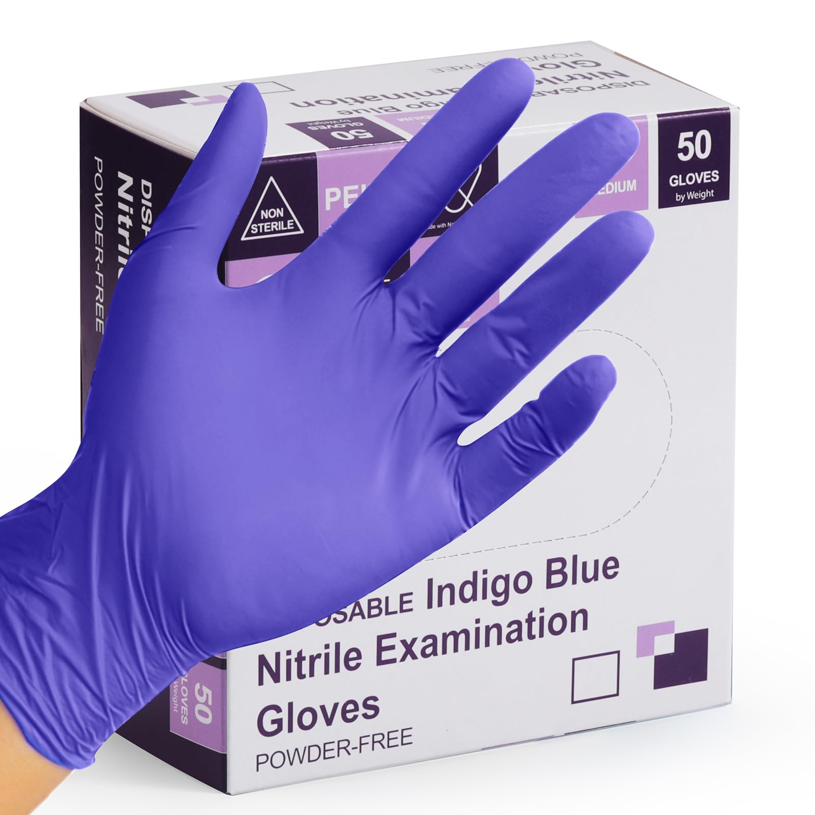 PEIPU Nitrile Gloves,Disposable Cleaning Gloves,(Small, 50-Count) Powder Free, Latex Free,Rubber Free,Ultra-Strong,Food Handling Use, Single Use Non-Sterile Protective Gloves