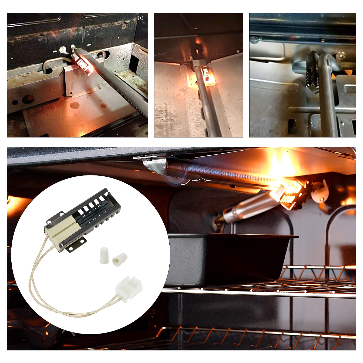 【Upgraded】WB13K21 Gas Range Oven Flat Igniter with Connector Plug, 5303935066 Oven Igniter for GE Hotpoint Kenmore Gas Stove, Replaceable IG9998 Norton-501a AP2020569 PS231280 WB13T10045 by Cenipar