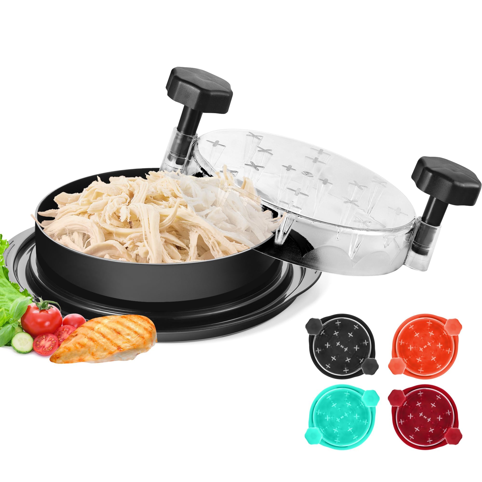 Chicken Shredder Tool Twist: 2026 Pro Food-Grade Visible Meat Shredder with Strong Anti-Slip Base, Ergonomic Handle, Chicken Breast Shredder, Suitable for Pork Beef Chicken - Black