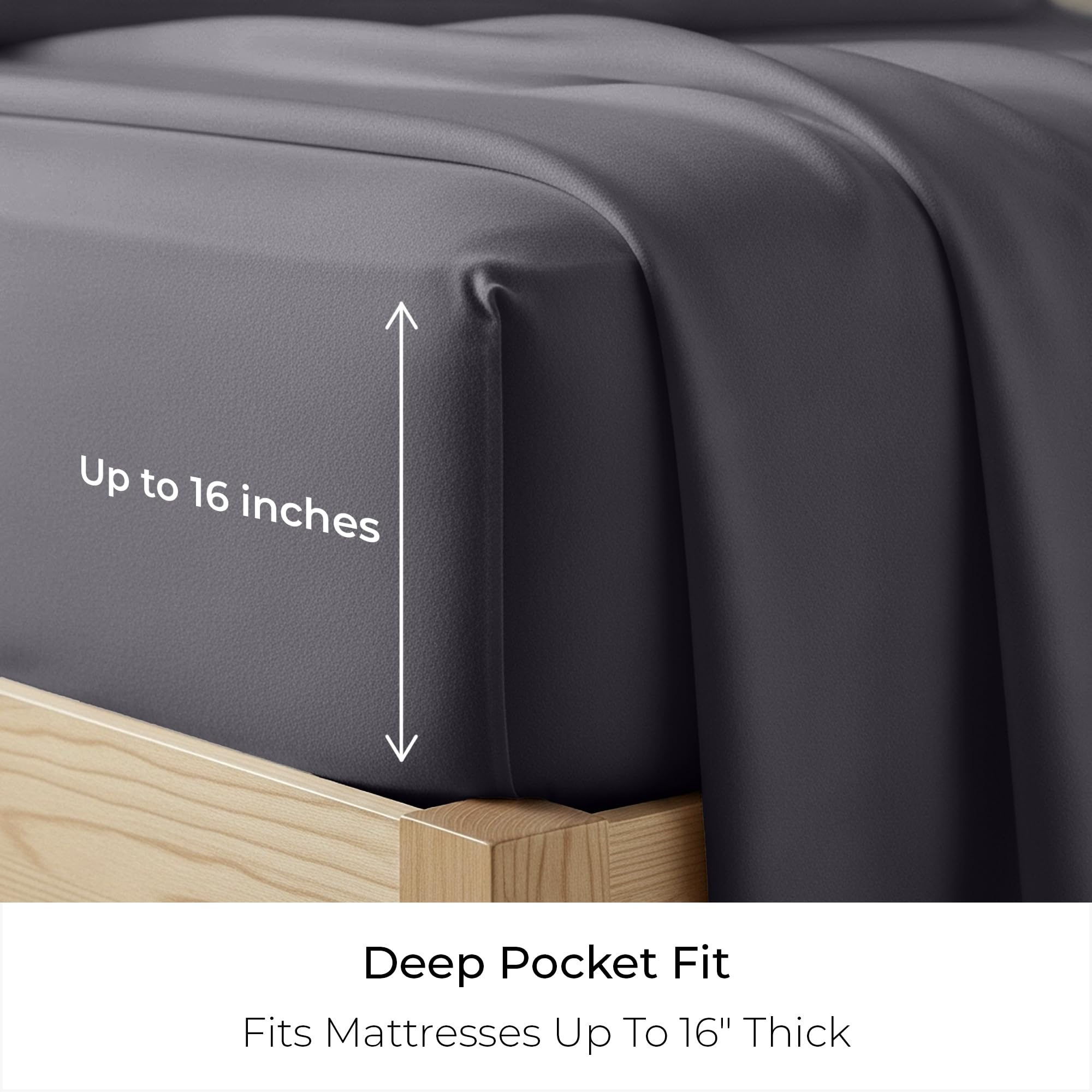 Mellanni Cotton Flannel Sheet Set - Double Brushed for Added Softness & Comfort - Deep Pocket Fitted Sheet up to 16" - 4 Piece Set (Queen, Gray)