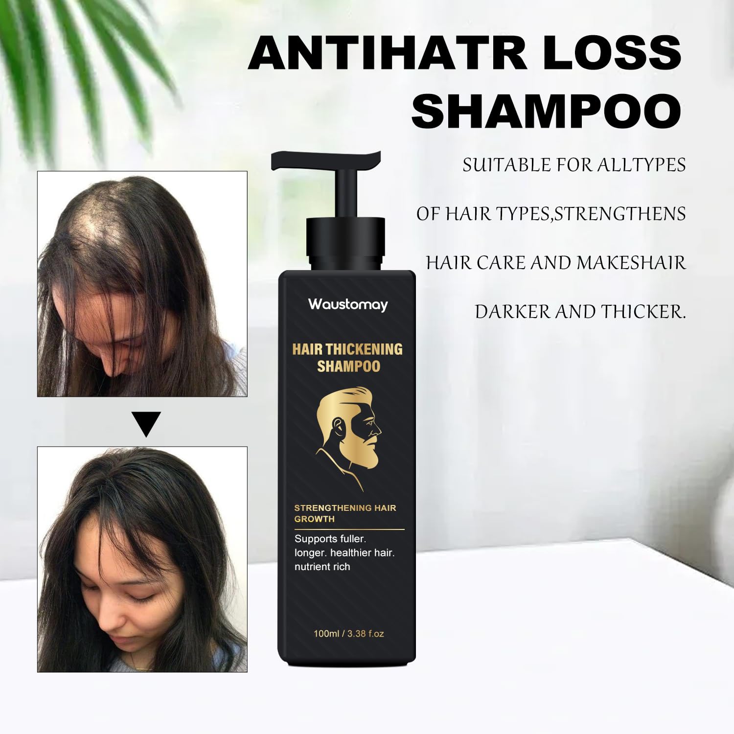 Root Activator Shampoo-Hair thickening shampoo-Suitable for men and women with hair loss and thinning hair-Natural formula makes hair smooth-100ml