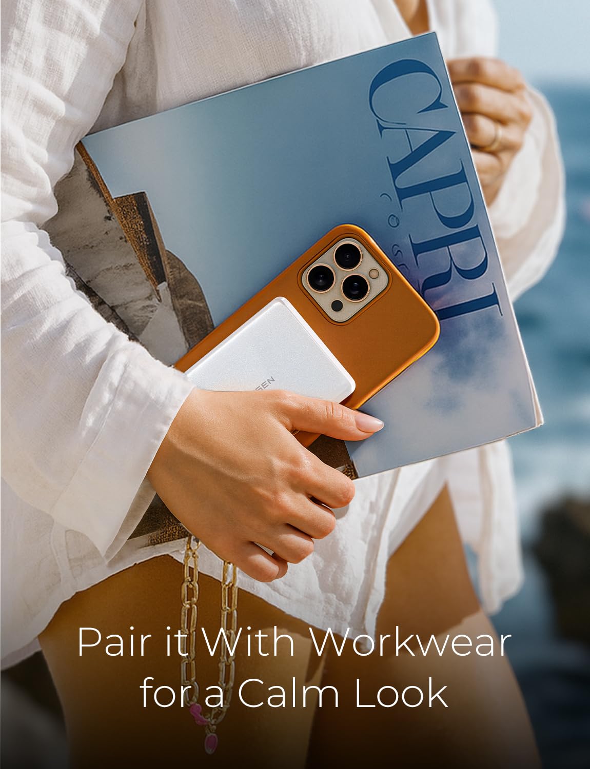 LISEN 0.3‘’ Ultra Slim MagSafe Portable Charger,5000mAh Wireless Card Slim MagSafe Battery Pack iPhone 17 Air Accessories,Magnetic Power Bank for iPhone 17 Pro Max Plus Air/16/15/14/13/12,Pearl