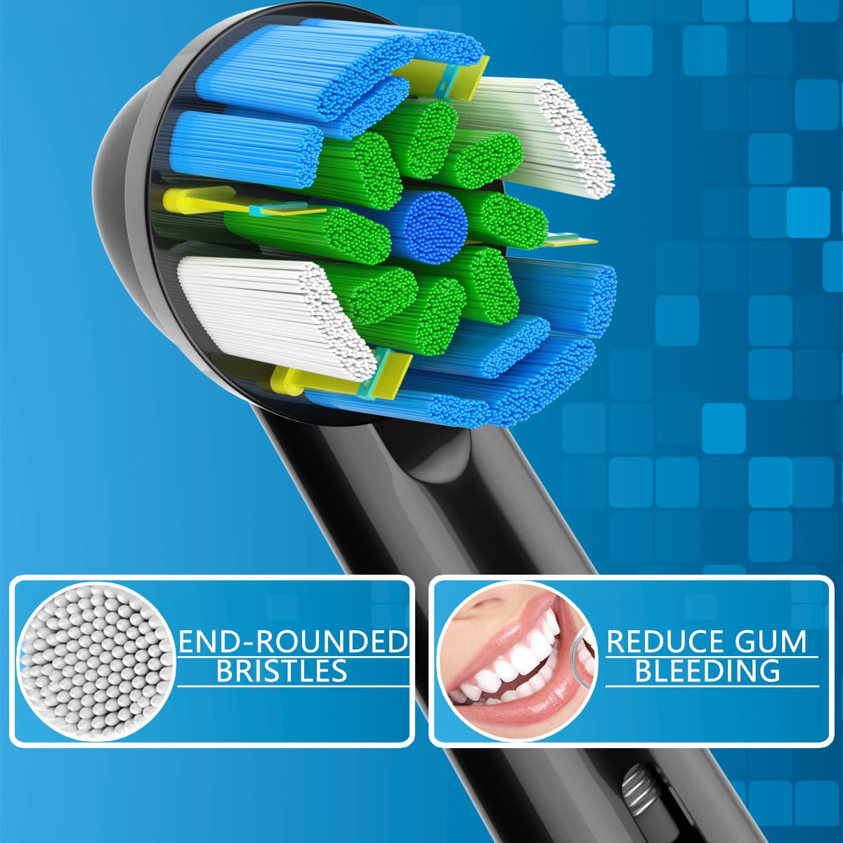 Rupsodal Replacement Heads Compatible with Oral B Braun, 16 Pcs Professional Electric Toothbrush Heads, Replacement Brush Heads Compatible with Pro 1000/1500/7500/3000/7000/8000/500, Black