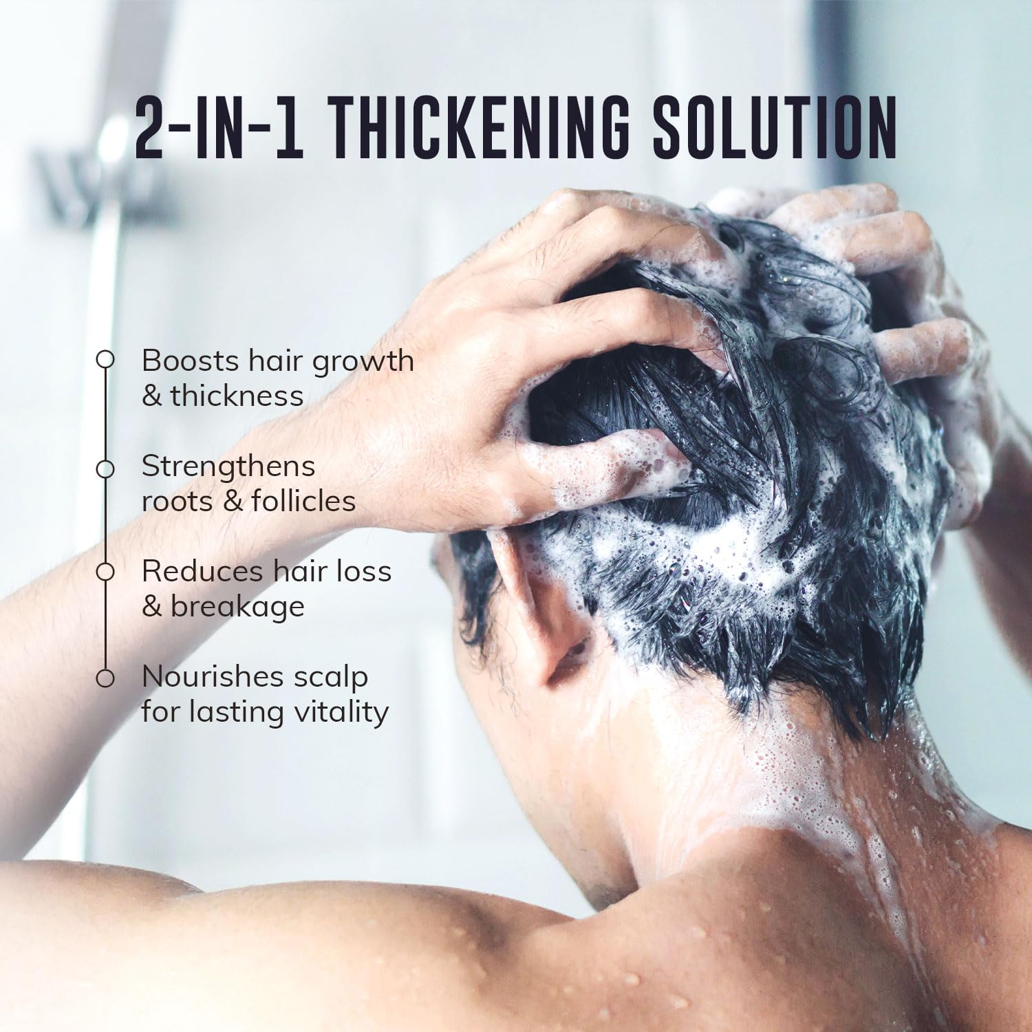 RootStim Men's Hair Thickening & Anti Hair Loss Shampoo with DHT Blocker - 2-in-1 Anti Thinning Shampoo & Conditioner with Biotin, Saw Palmetto & Rosemary Oil for Fuller Hair, Sulfate-Free, 10oz