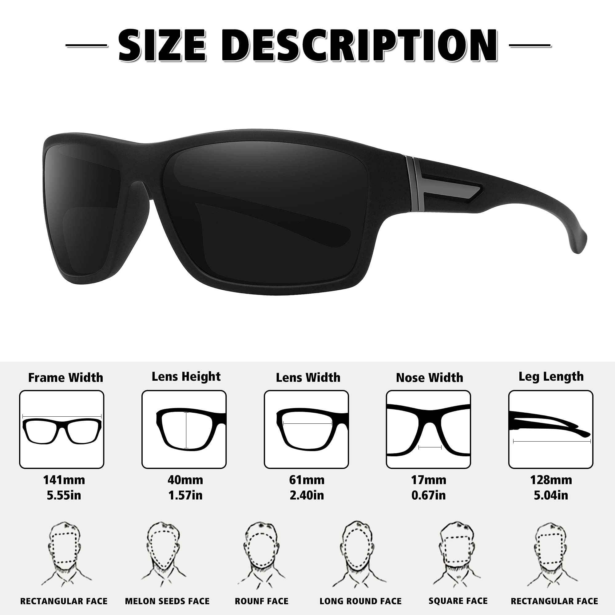 STORYCOAST Polarized Sports Sunglasses for Men Women Unbreakable Frame Cycling Fishing Driving Black+Blue Mirror 2Pack