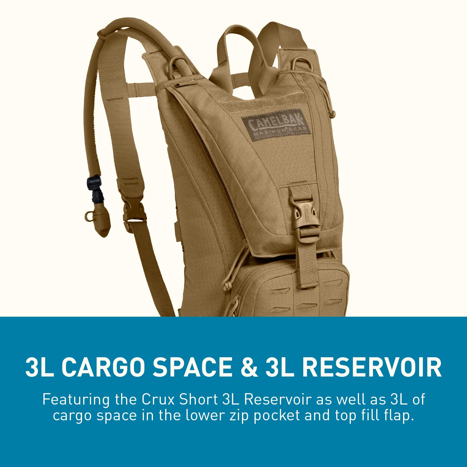 CamelBak Ambush Tactical Hydration Backpack with 100oz/3L Mil Spec Crux Reservoir Bladder - MOLLE, Coyote