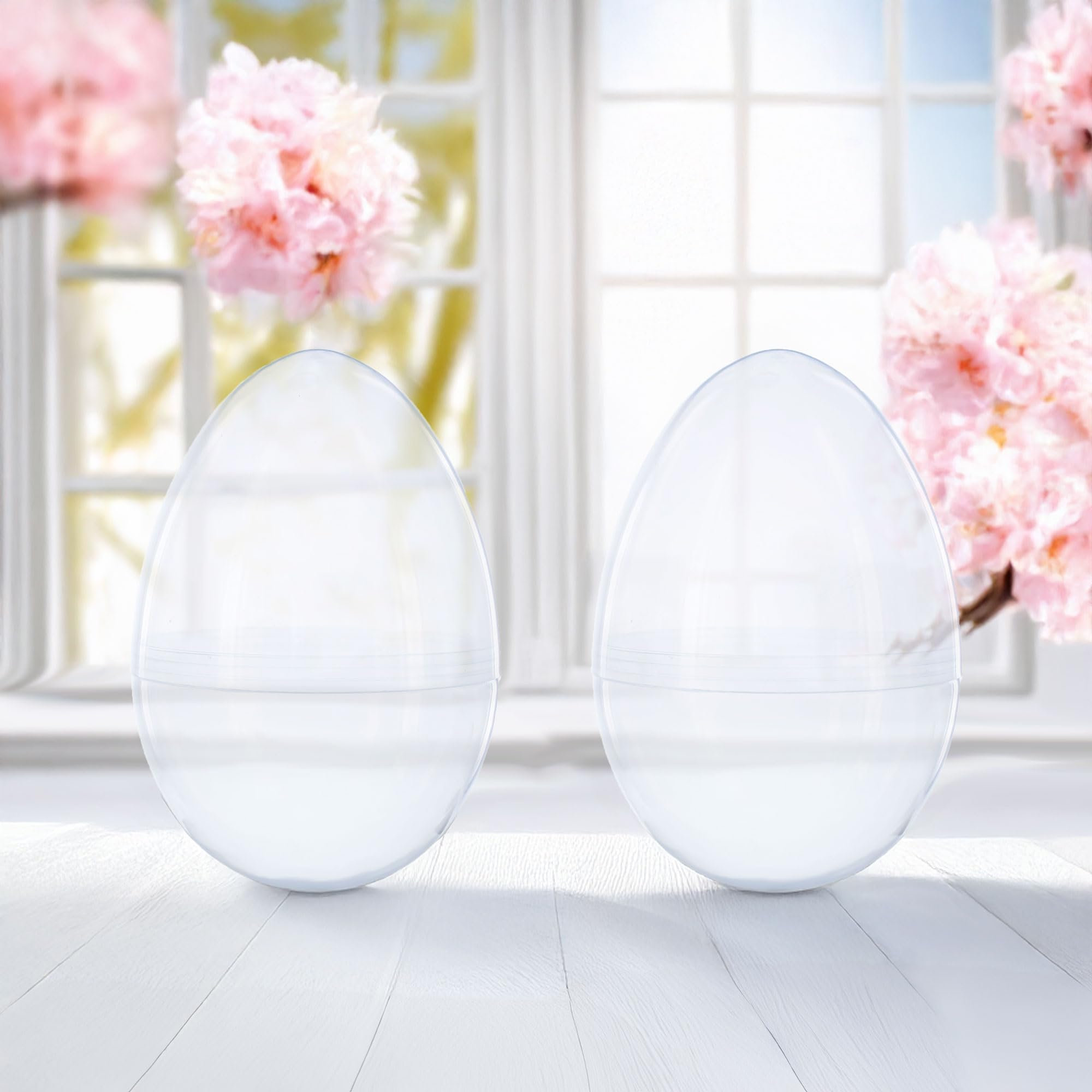 BestPysanky Set of 2 Giant Transparent Jumbo Size Clear Plastic Easter Eggs 10 Inches
