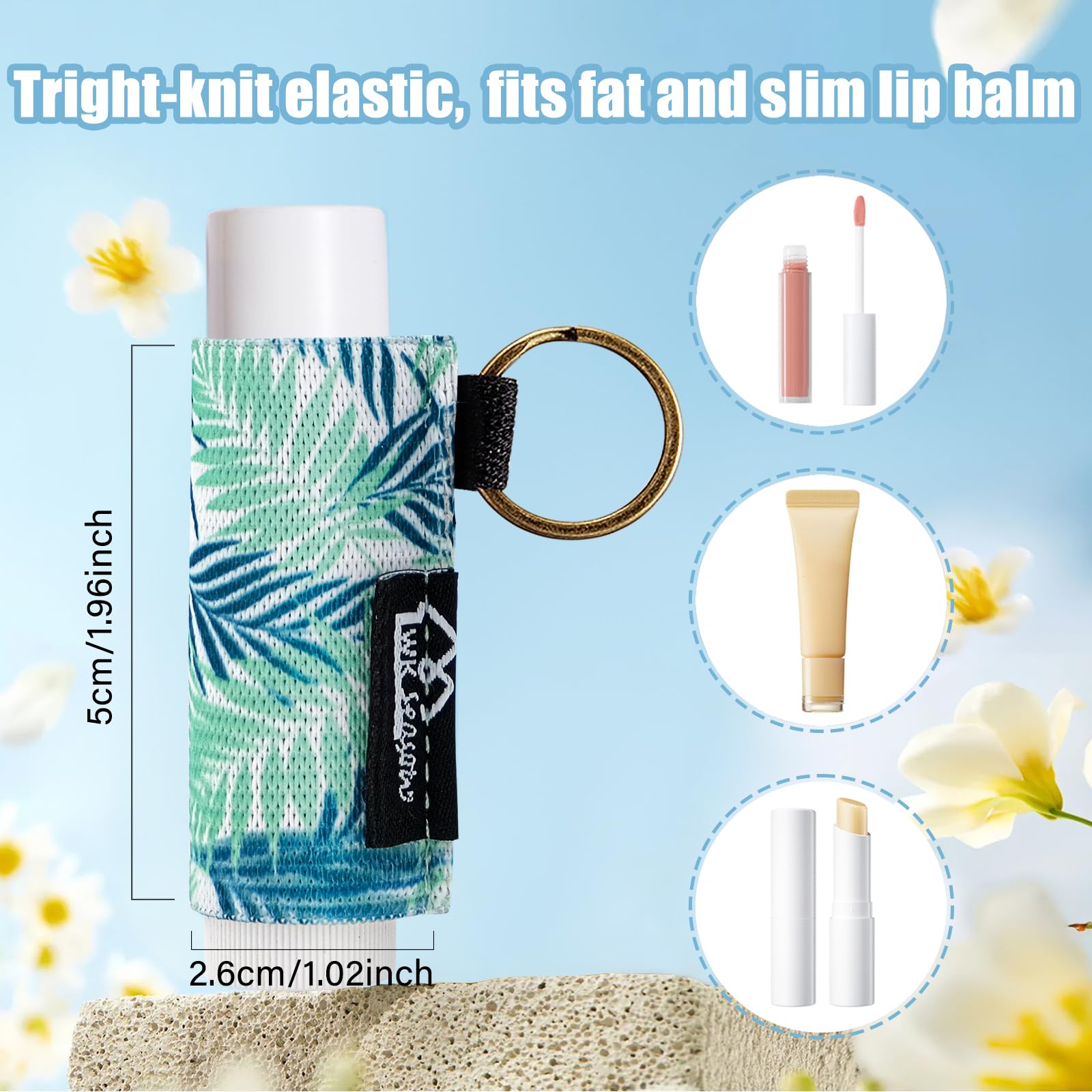 WK IEASON - Lip Balm Holder Keychain Clip On Lipstick Sleeve Chapstick Sleeve Holder Keychain 5PCS(Geometric Combos)