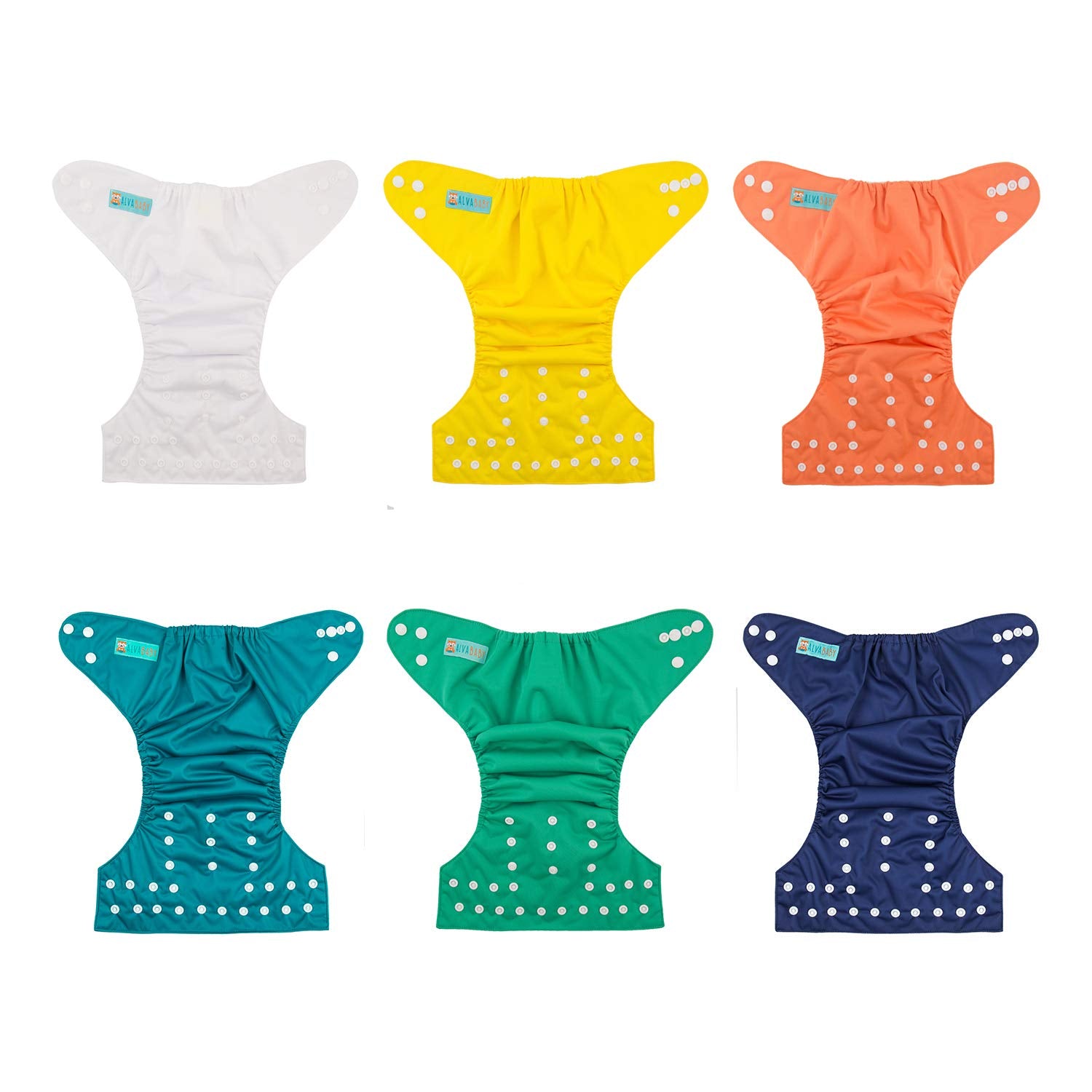 ALVABABY Baby Cloth Diaper 6 Pack with 12 Inserts One Size Cloth Diaper Covers Adjustable Washable Reusable for Baby Girls and Boys