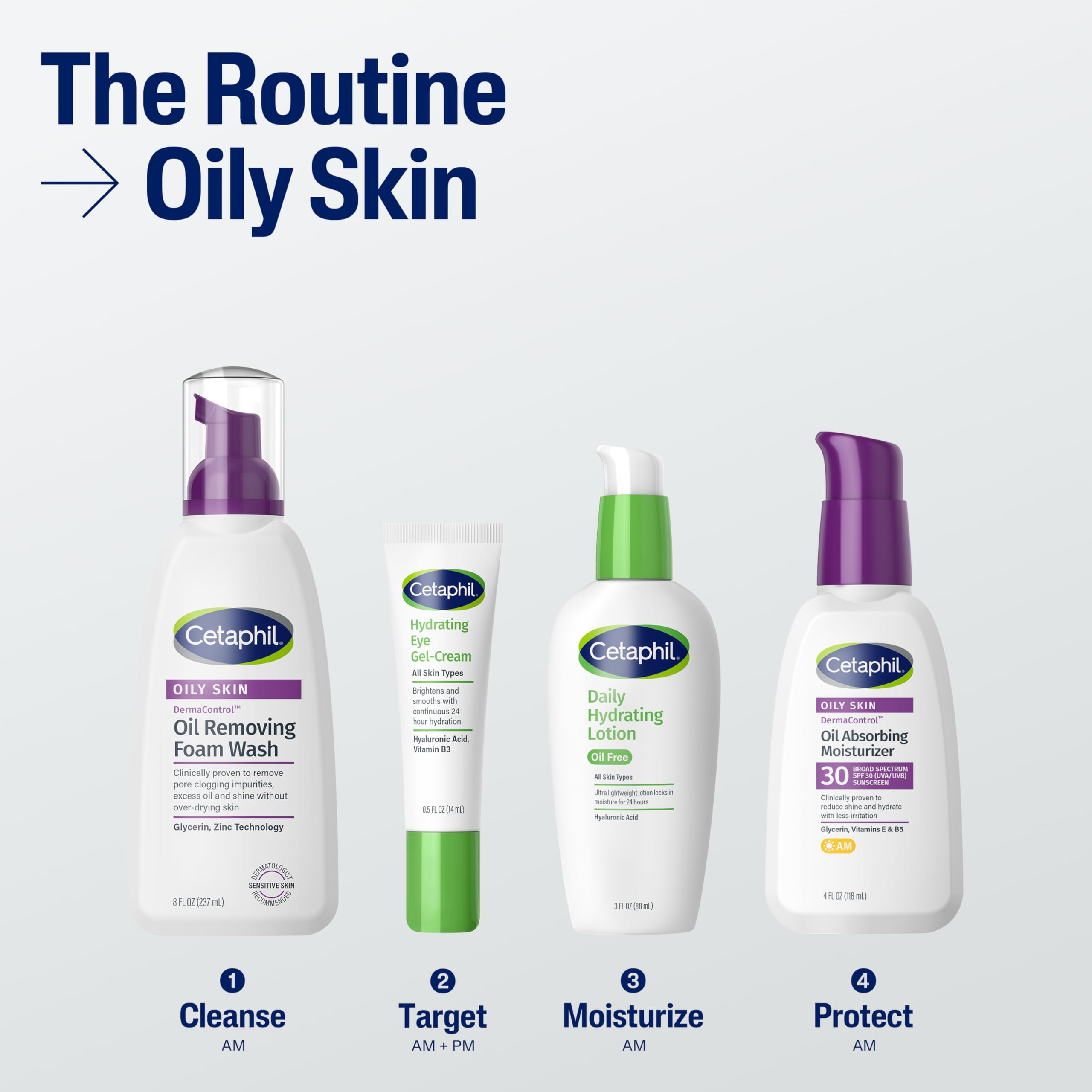 Cetaphil Pro Oil Removing Foam Wash, Foaming Facial Cleanser, Fragrance Free Formula Suitable for Sensitive Skin, 8 Fluid Ounce (Pack of 3)