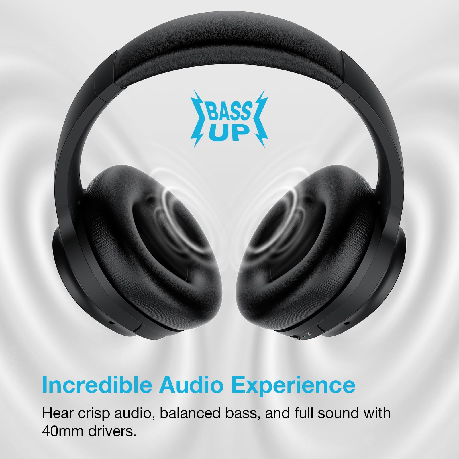 tapaxis Hybrid Active Noise Canceling Headphones Wireless Bluetooth Over ear Headphones with Hi-Fi Audio, Deep Bass, Comfortable Ear Cups 30 Playtime for Travel, Home Office, Titanium Black