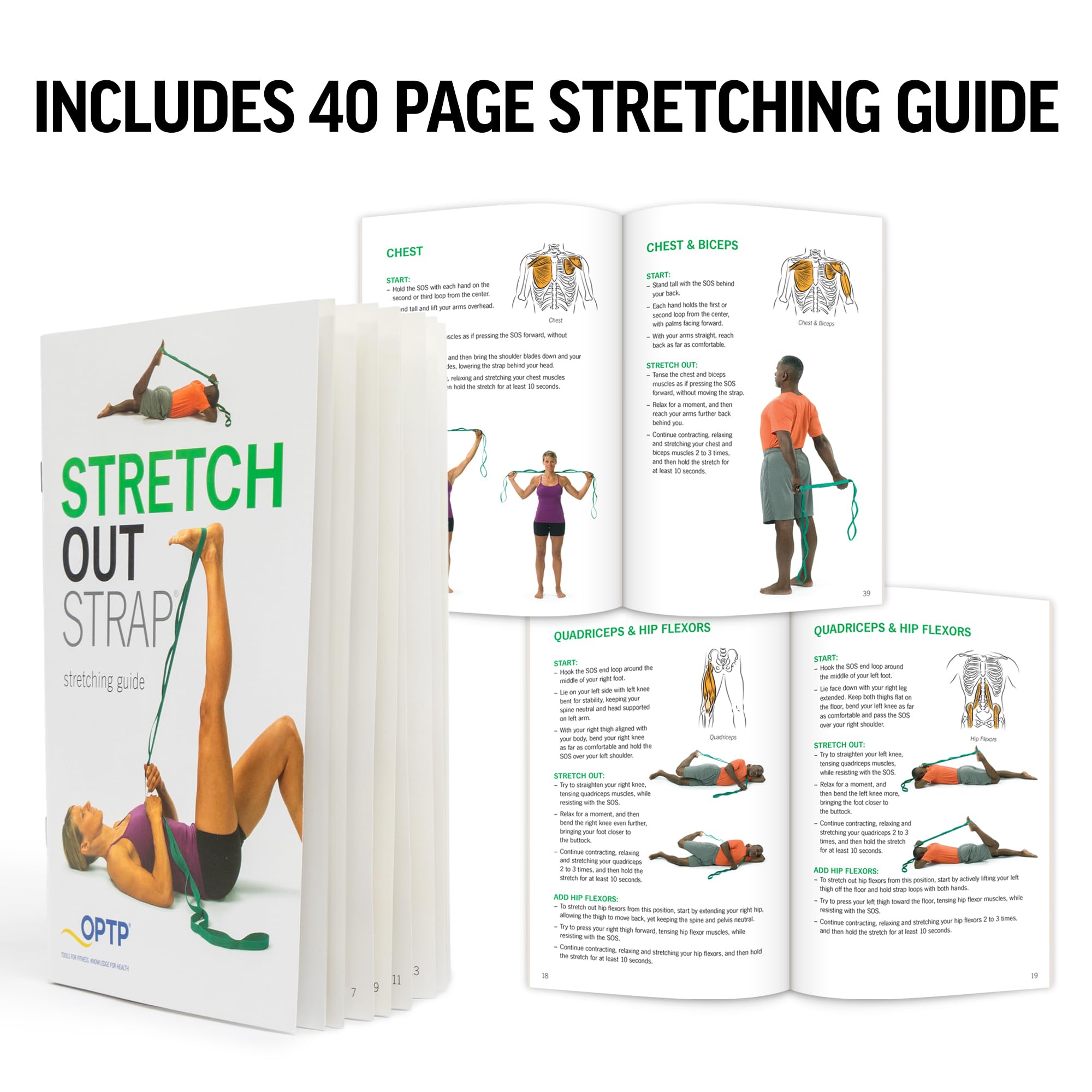 OPTP The Original Stretch Out Strap with Exercise Book, USA Made Top Choice Stretch Out Straps for Physical Therapy, Yoga Stretching Strap or Knee Therapy Strap