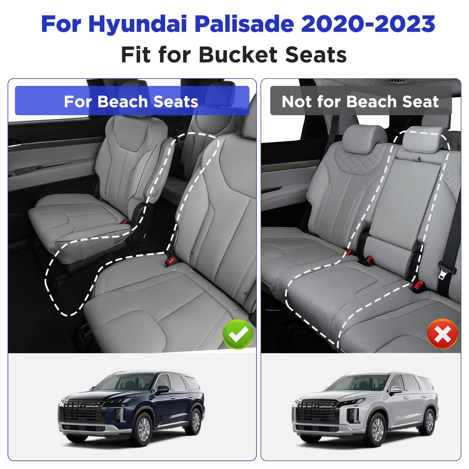BAMACAR for Hyundai Palisade Floor Mats 2024 2023 2022 2021 2020(Bench Seat) All Weather Full Set for Hyundai Palisade Floor Mats 2024 2023 2022 2021 2020 Hyundai Palisade Accessories 2024 2023