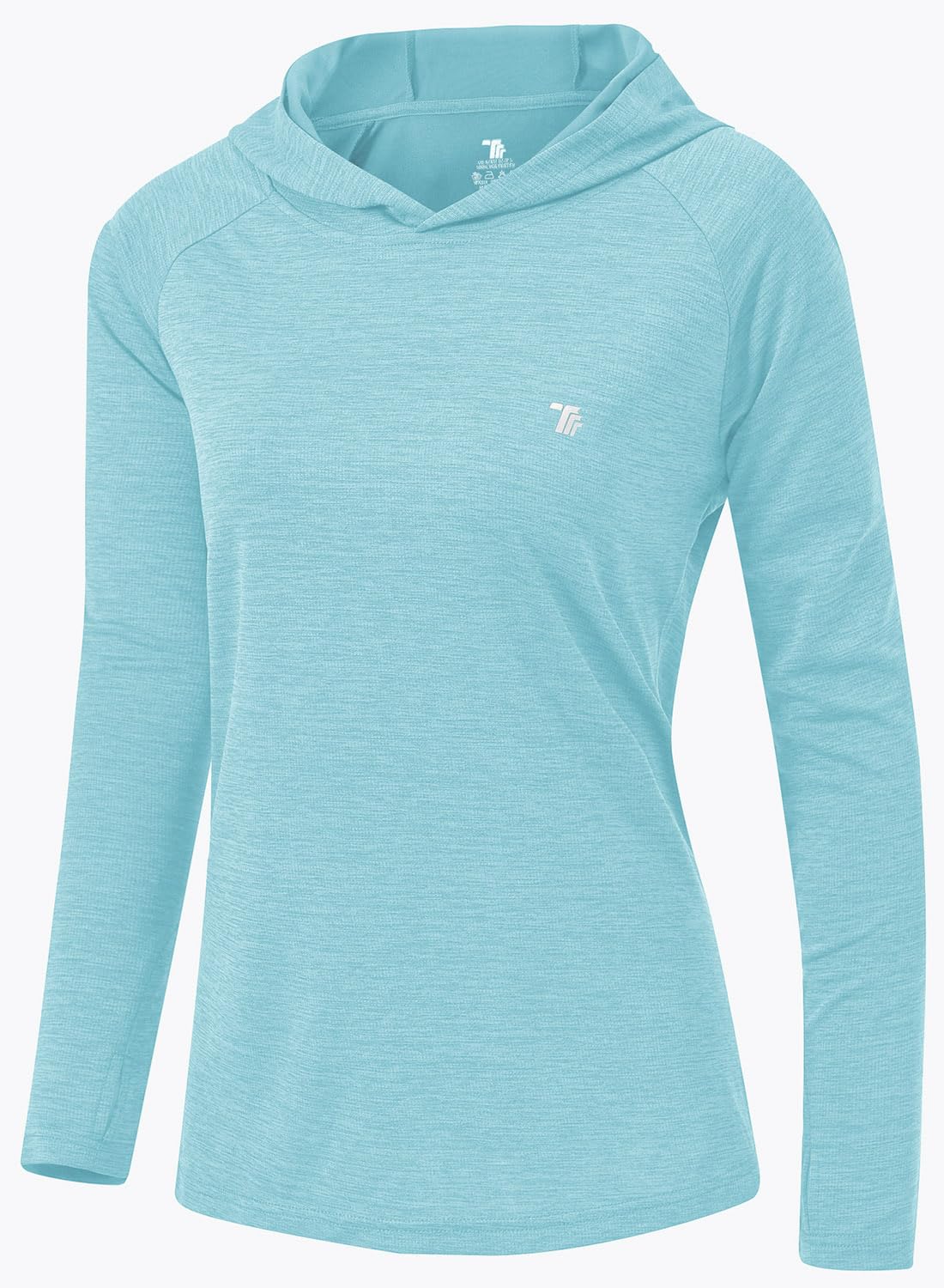TBMPOY Womens UPF 50+ Sun Protection Hoodie Shirt Long Sleeve Fishing Hiking Outdoor UV Shirt Lightweight Light Blue M