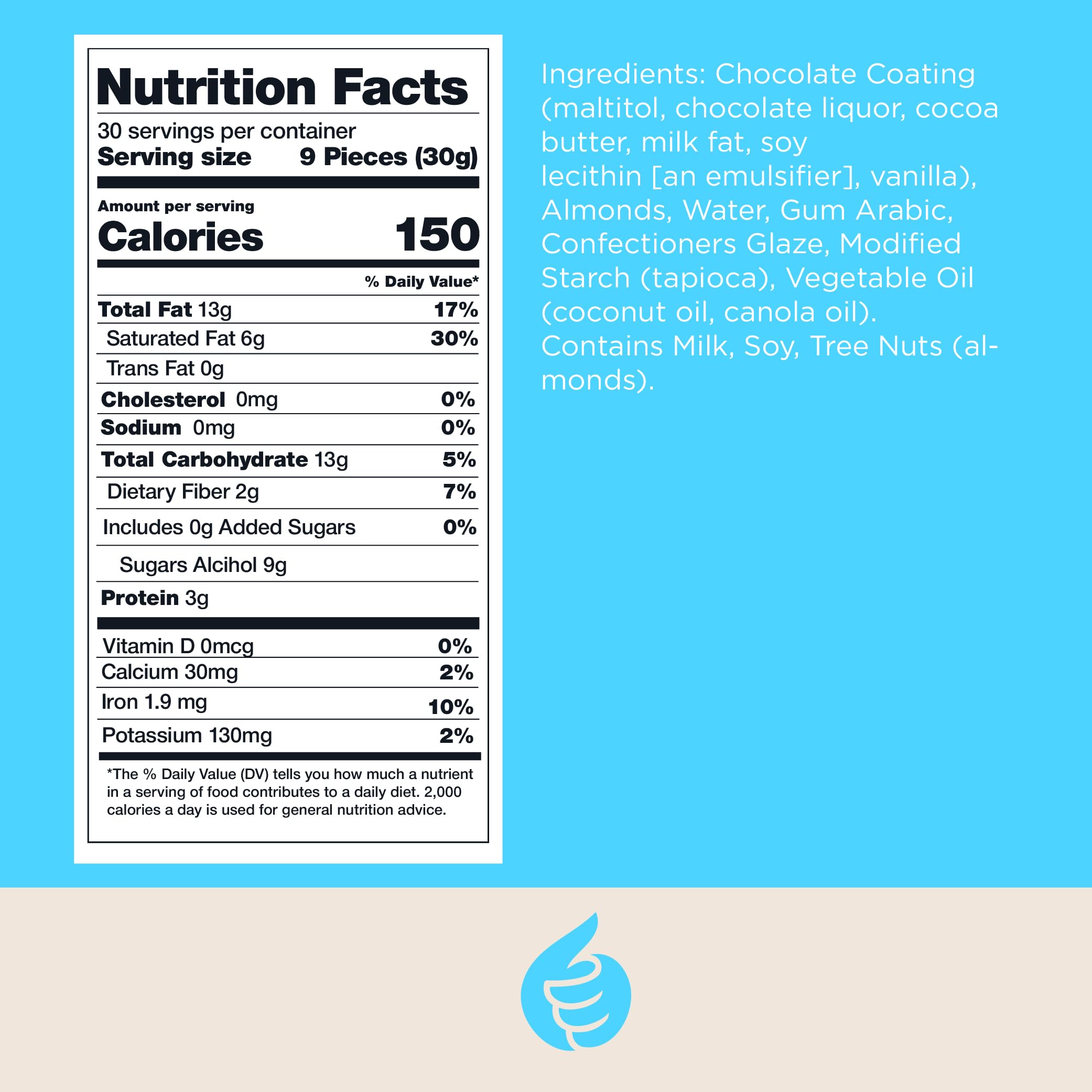 No Sugar Added Dark Chocolate Covered Almonds Candy, 2-Pound Bag