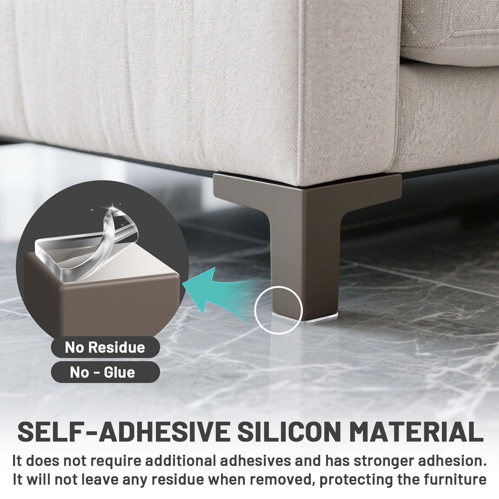 40 PCS Non Slip Furniture Pads, Phixbear Anti Vibration Pads, Reusable Multifunctional Self-Adhesive Silicone Pad, Shockproof and Silent, for Anti-Slip on Tables, Sofas, Beds, and Floor Protection