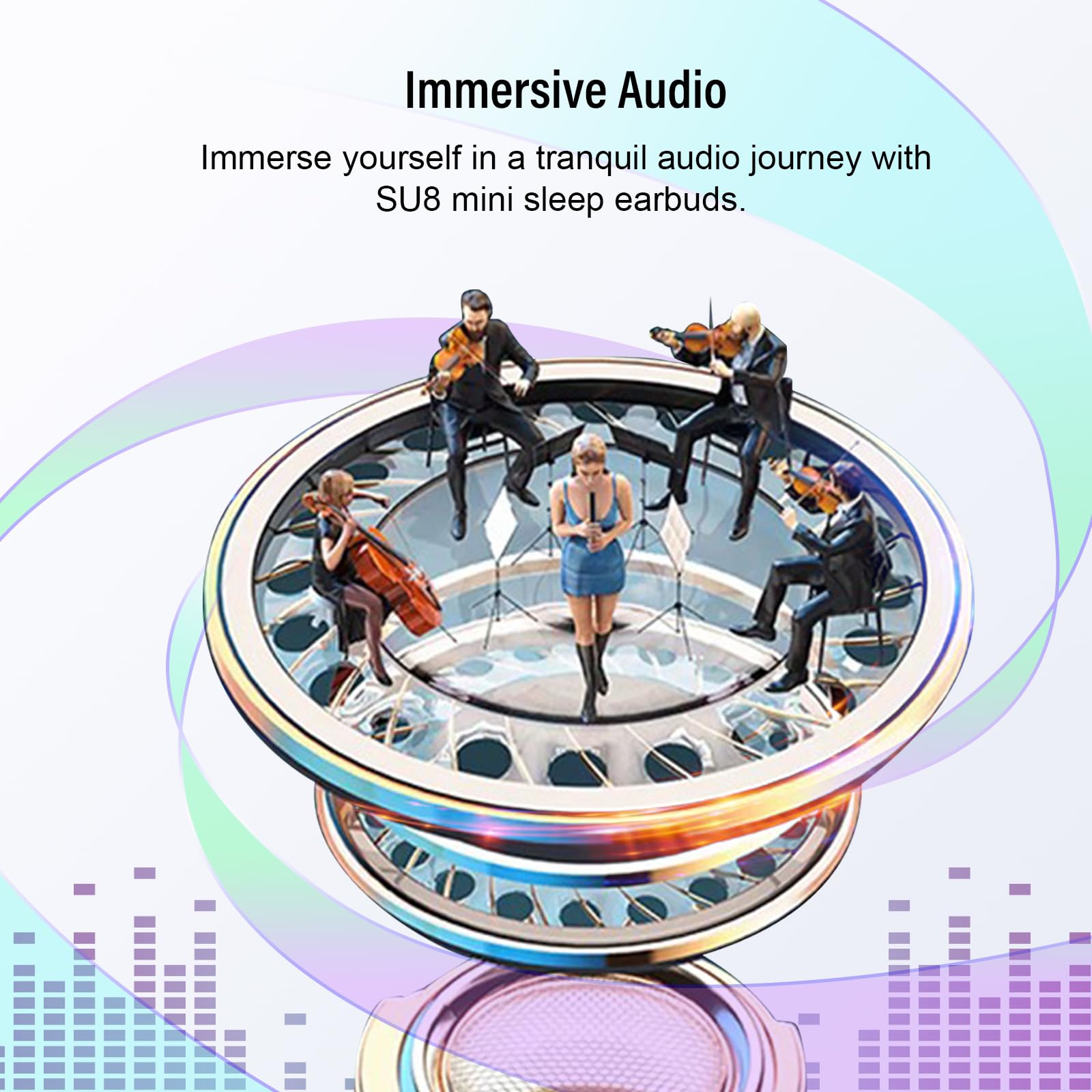 DUSONLAP Sleep Earbuds Bluetooth 5.4 in Ear Light-Weight Headphones, Mini Sleep Headphones Small Design for Side Sleepers, 47H Playtime with Charging Case, Clear Calls Earphones, Black